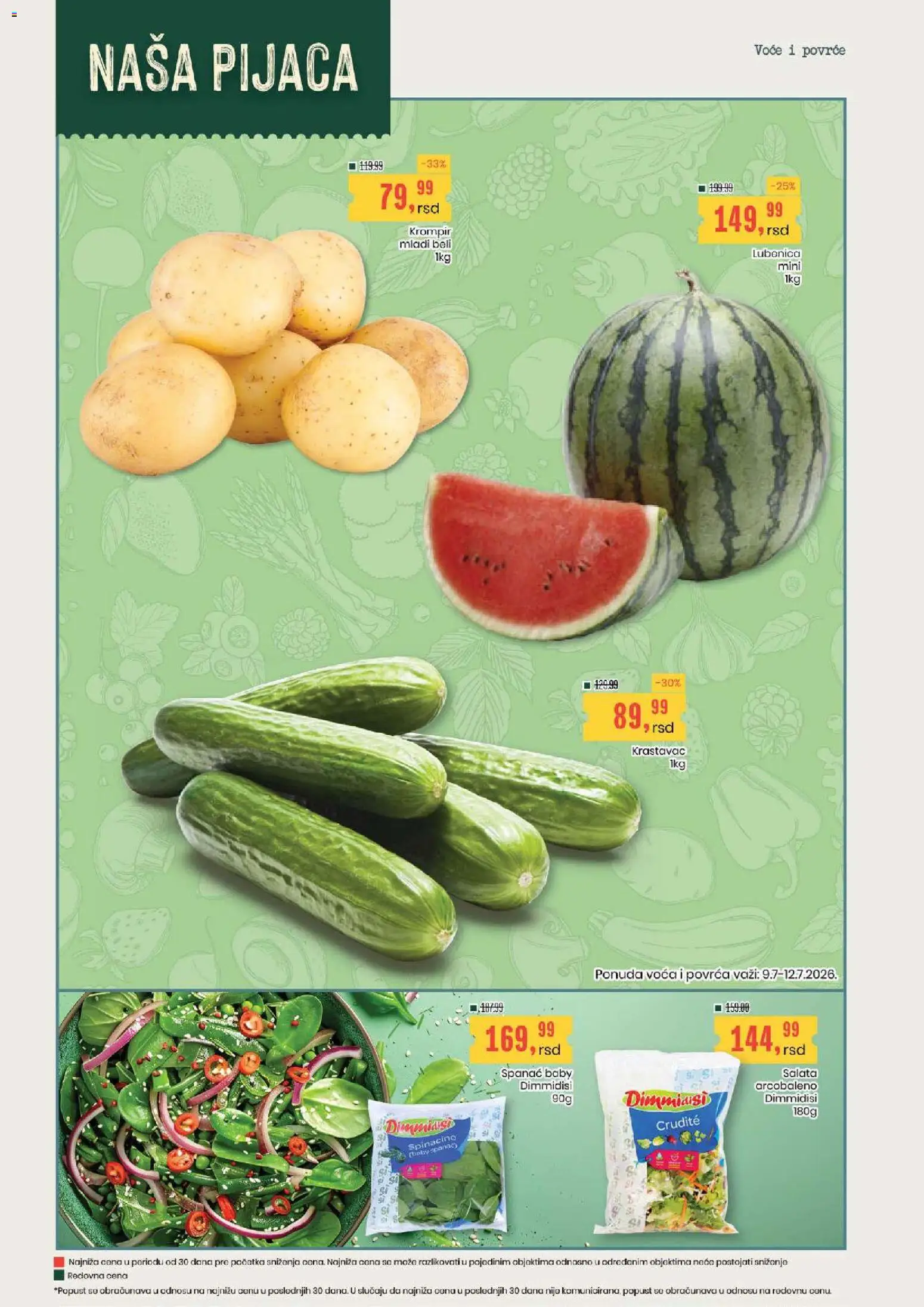 Aroma Market katalog - važi od 09.07.2026 | Strana: 2 | Proizvode: Spanać, Krastavac, Salata, So