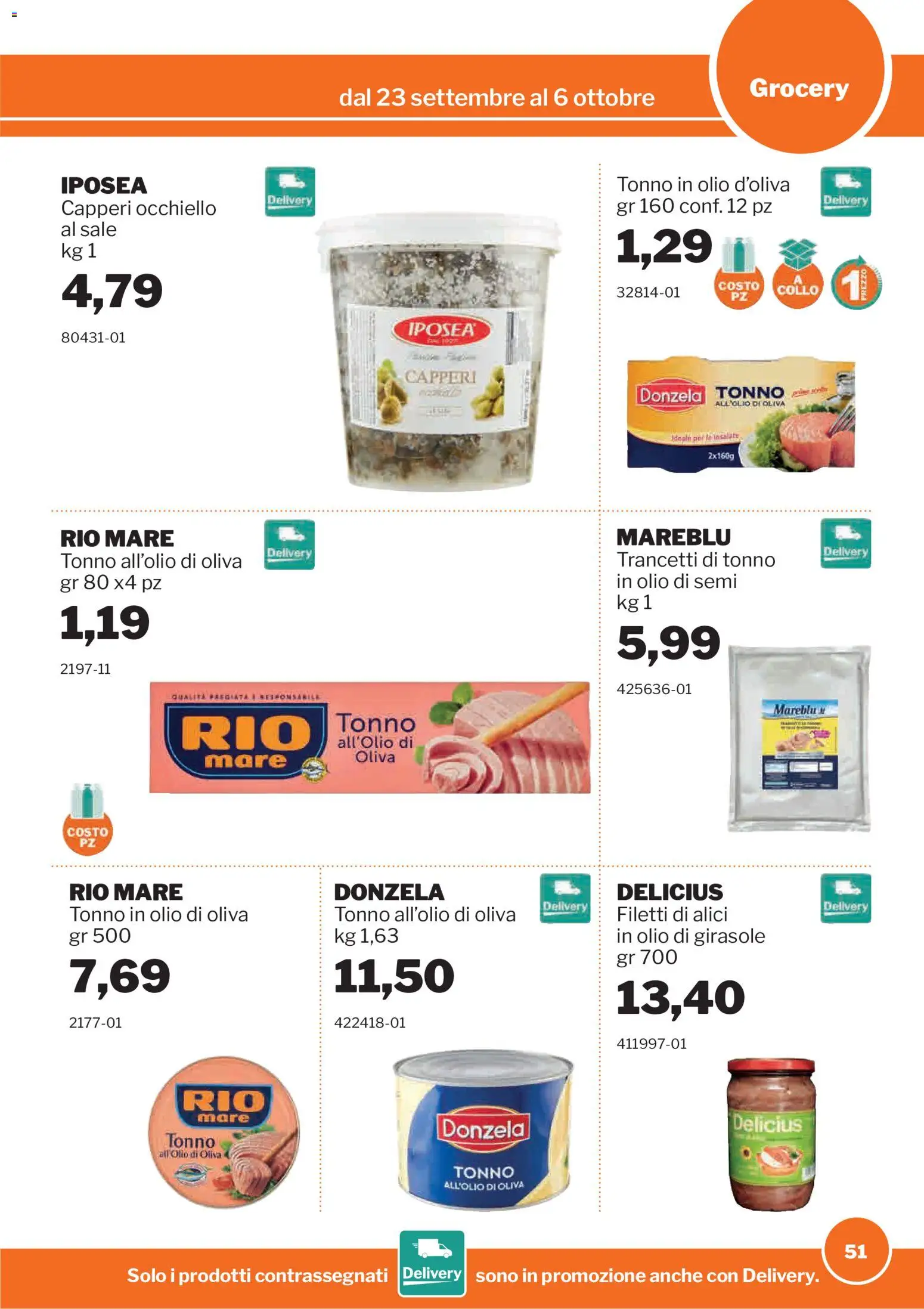 Volantino Sogegross del 23/09/2026 | Pagina: 51 | Prodotti: Olio di semi, Sale, Alici, Olio di Oliva