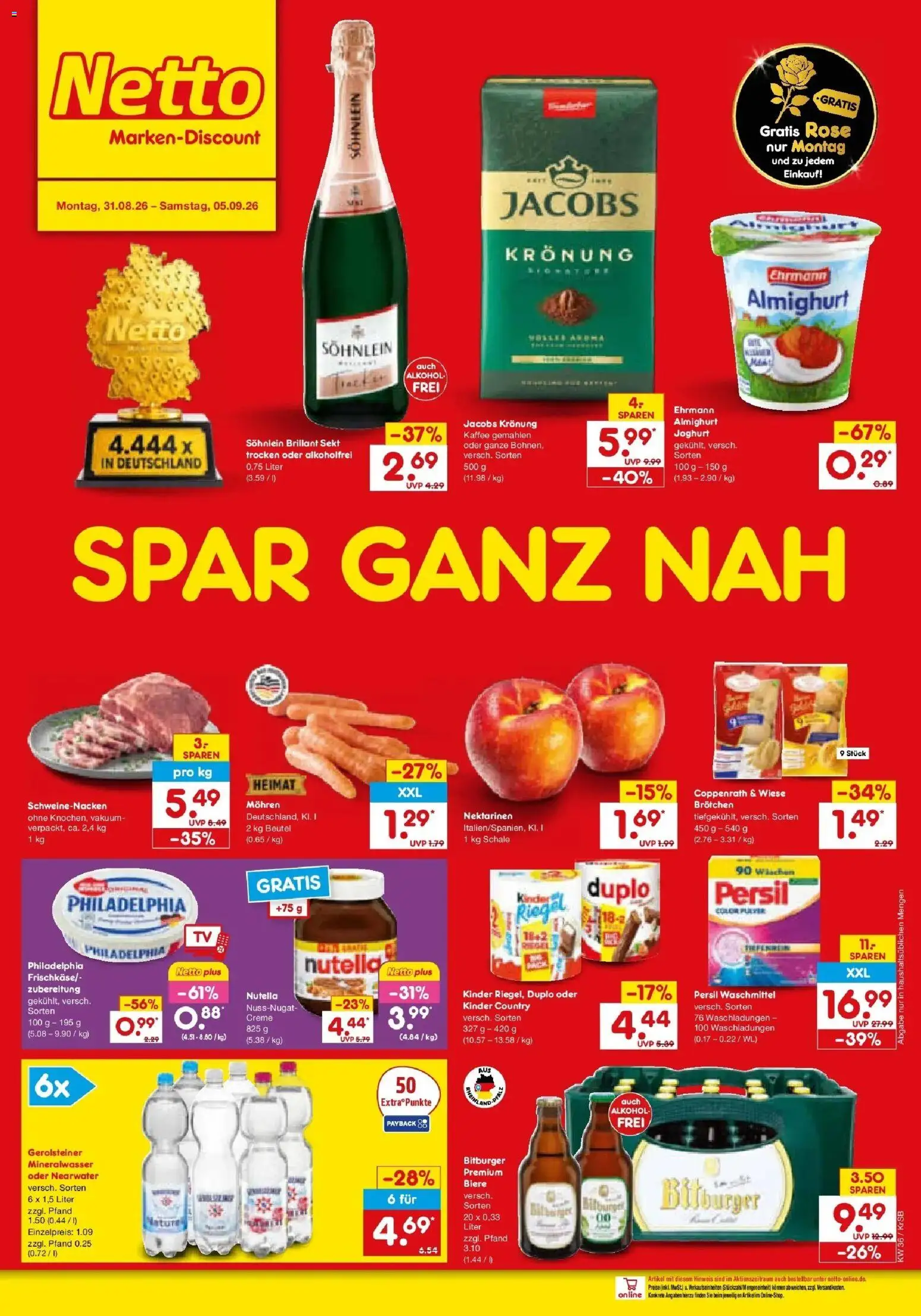 Netto Marken-Discount Prospekt Jüchen – gültig ab 31.08.2026 | Seite: 2 | Produkte: Ehrmann almighurt, Kaffee, Mohren, Persil