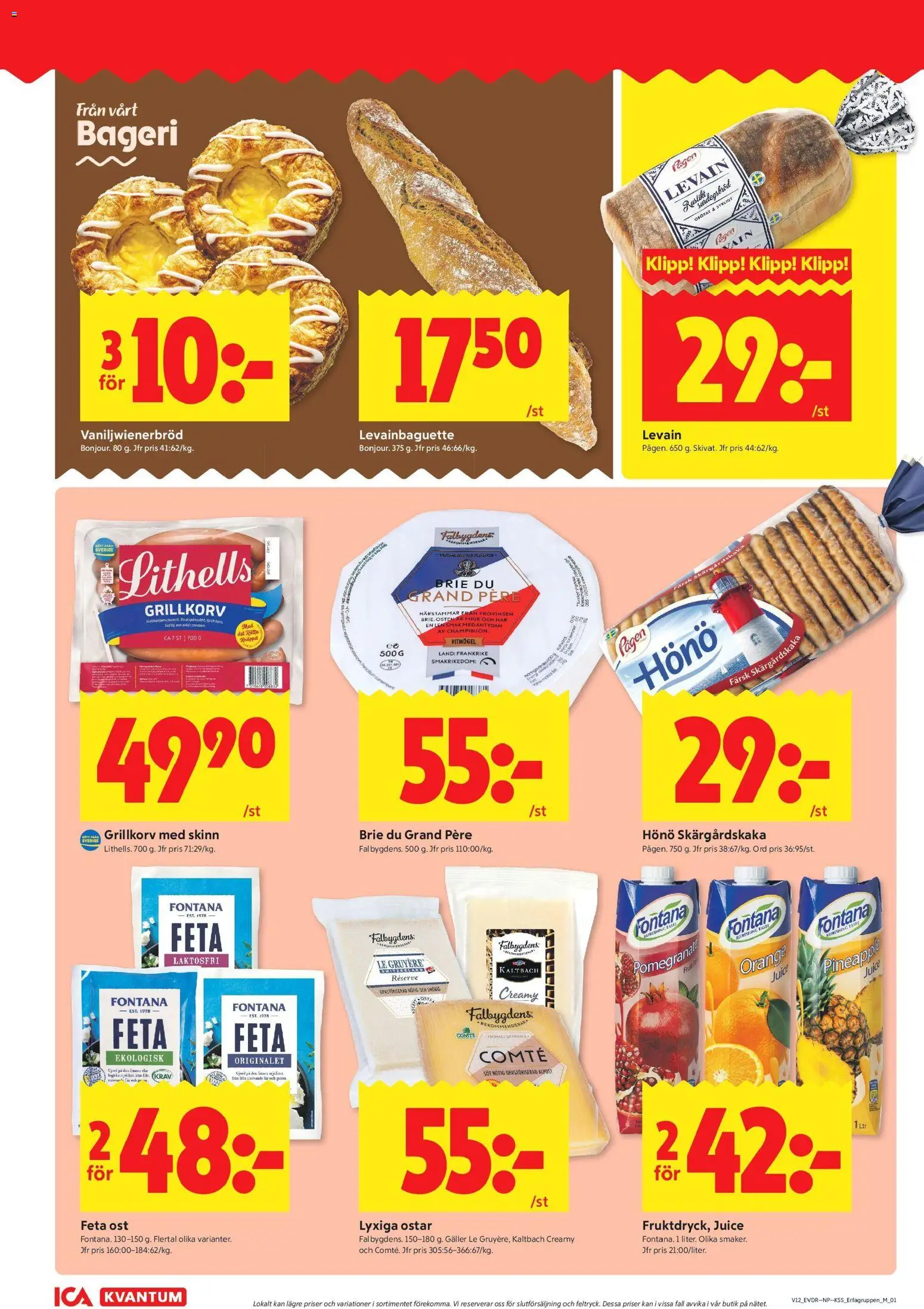 ICA Kvantum reklamblad aktuell från 16.03.2026 | Sida: 6 | Produkter: Bageri, Grillkorv, Levain, Juice