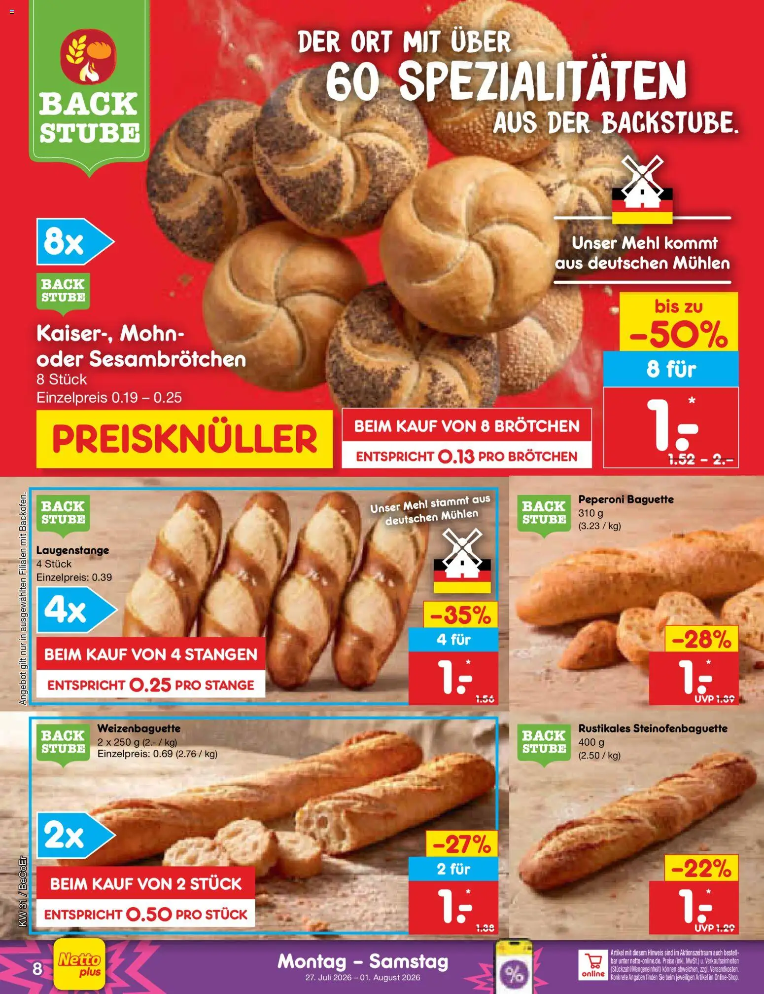 Netto Marken-Discount Prospekt – gültig ab 27.07.2026 | Seite: 10 | Produkte: Mehl, Baguette