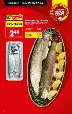 Pogląd oferty "Biedronka gazetka od poniedziałku" - ważna od 15.06.2026 | Strona: 10 | Produkty: Karta, Pstrąg tęczowy, Świeży pstrąg, Pstrąg