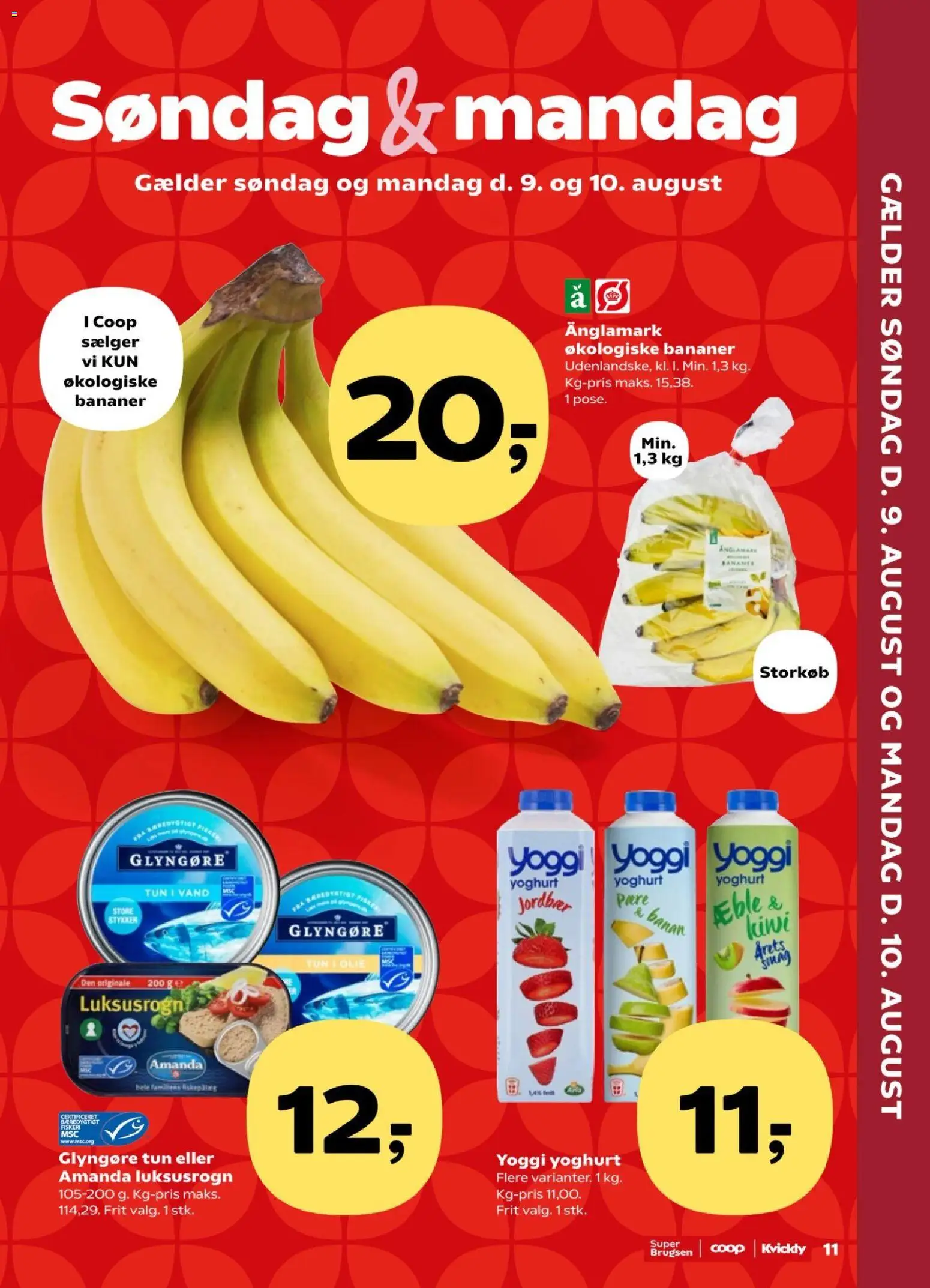 Super Brugsen tilbudsavis – gyldig fra 07/08/2026 | Side: 11 | Produkter: Yoghurt, Bananer, Jordbær, Kiwi