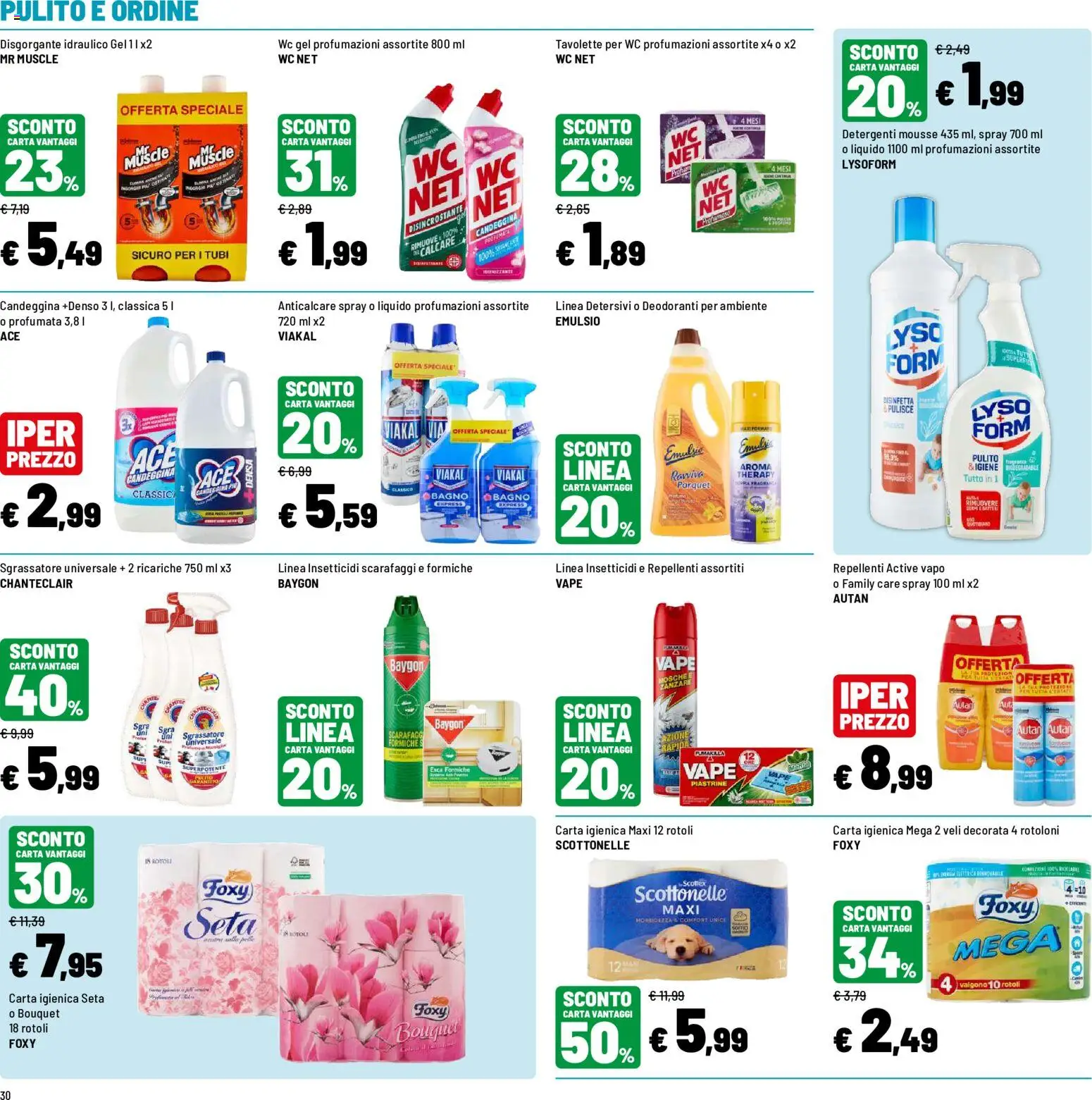 Volantino Iper del 10/08/2026 | Pagina: 30 | Prodotti: Candeggina, Anticalcare, WC, Bagno
