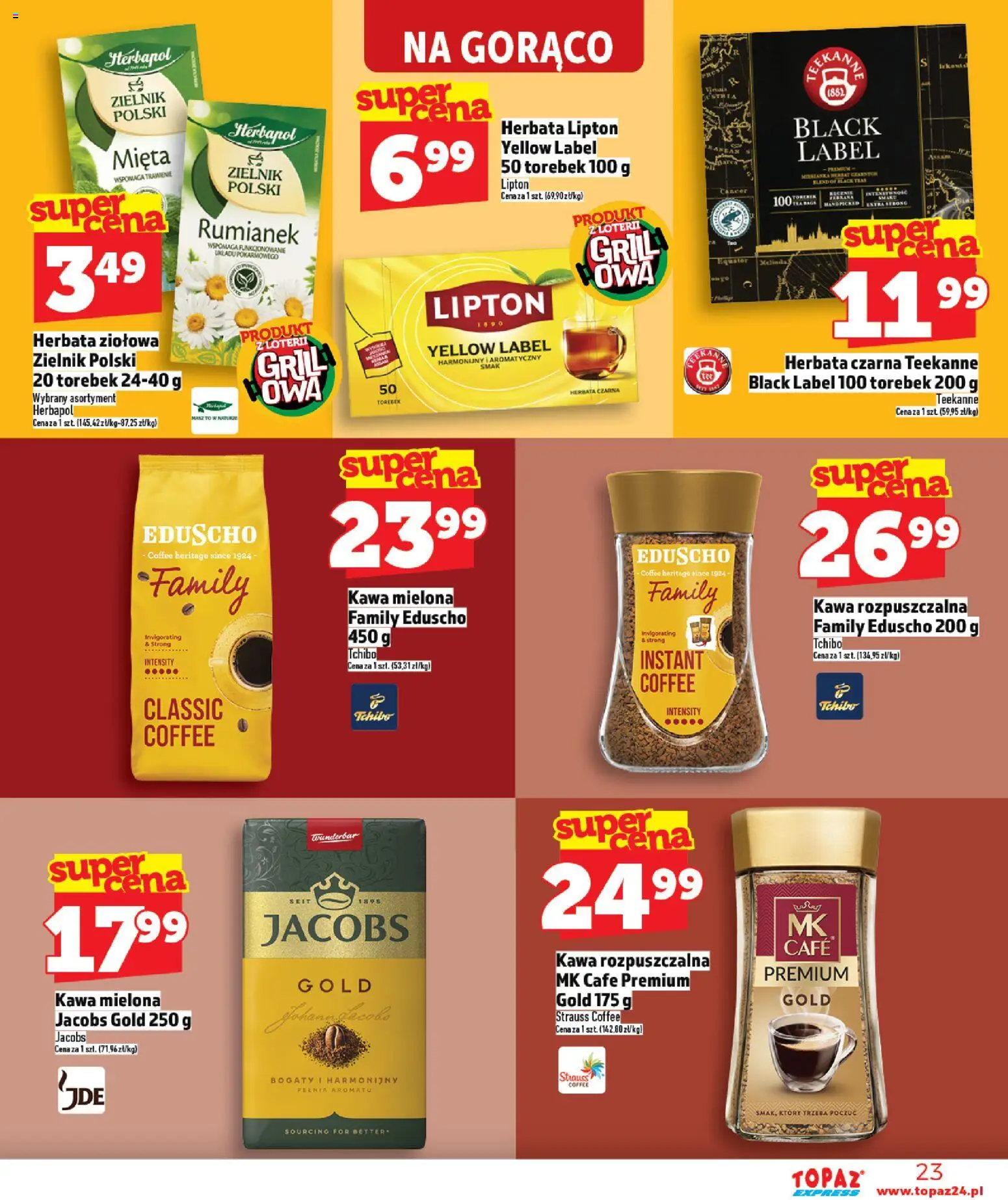 Topaz gazetka - Express od 16.04.2026 | Strona: 23 | Produkty: Grill, Mięta, Kawa, Herbata