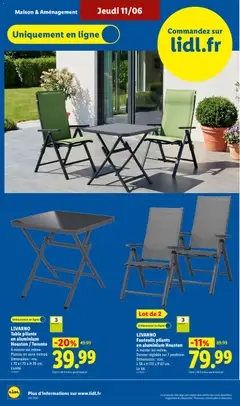 LIDL - Prévisualisation de LIVARNO Table pliante en aluminium Houston / Toronto, À monter soi-même. Plateau en verre trempé. Dimensions : env. L 70 x l 70 x H 70 cm. L'unité. valide à partir de 11.06.2026 | Page: 44