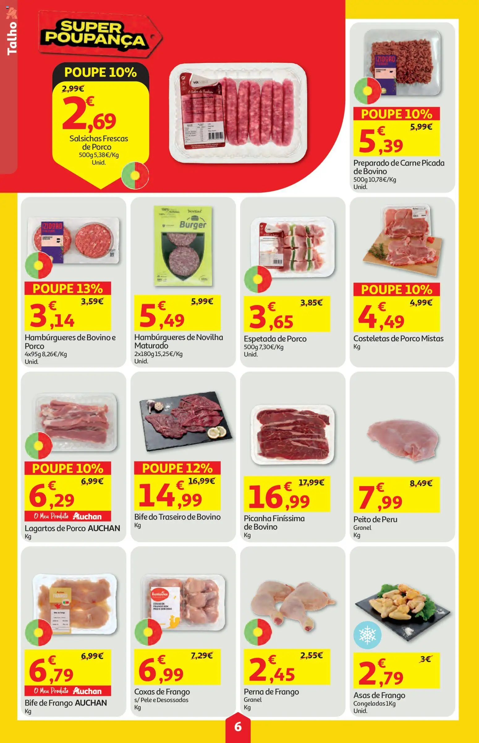 Auchan folheto │ válido de 25/06/2026 | Página: 6 | Produtos: Peito de peru, Frango, Lagartos de porco, Carne picada