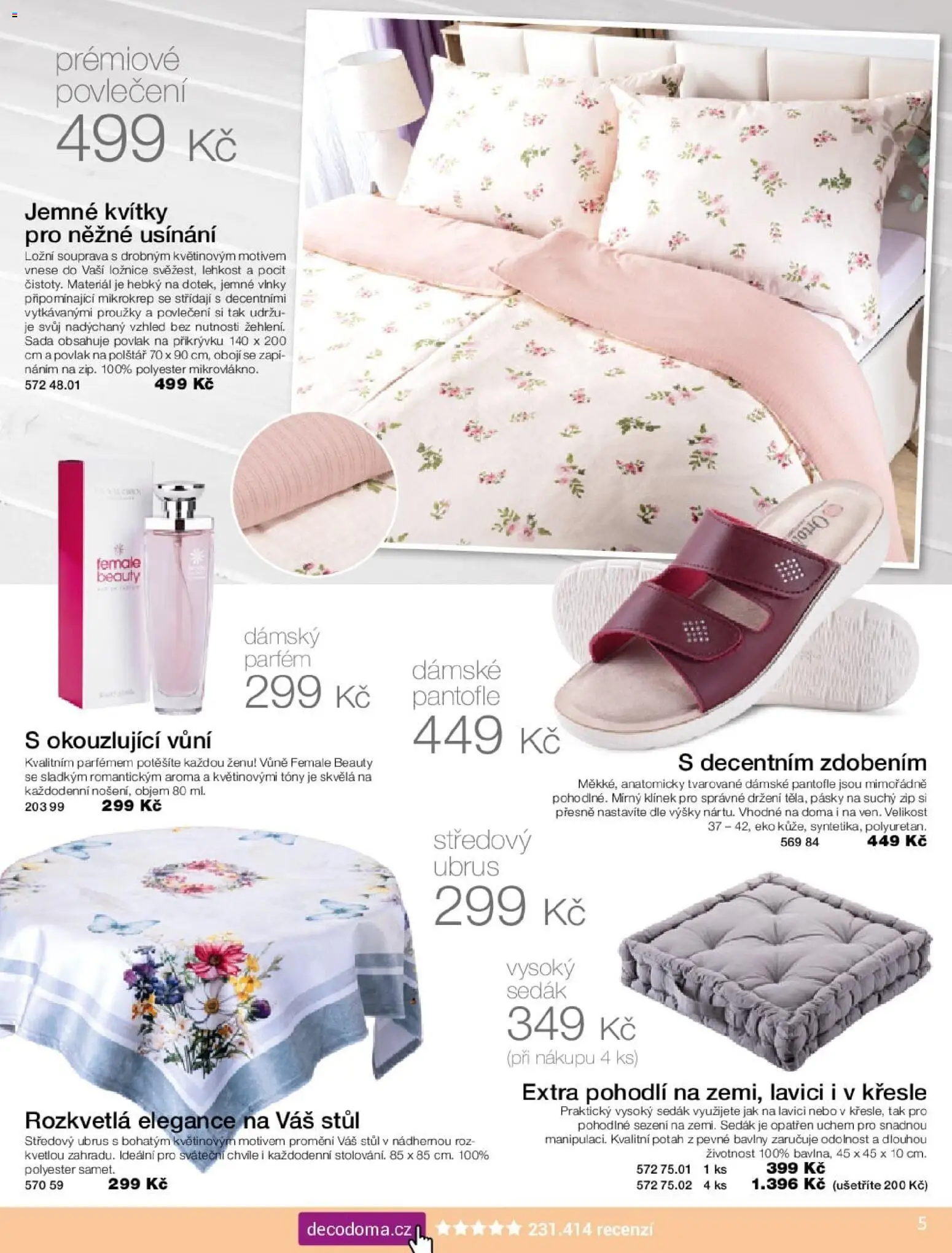 Decodoma katalog Jaro 2026 od 30.03.2026 | Strana: 5 | Produkty: Pantofle, Povlak na polštář, Polštář, Parfém
