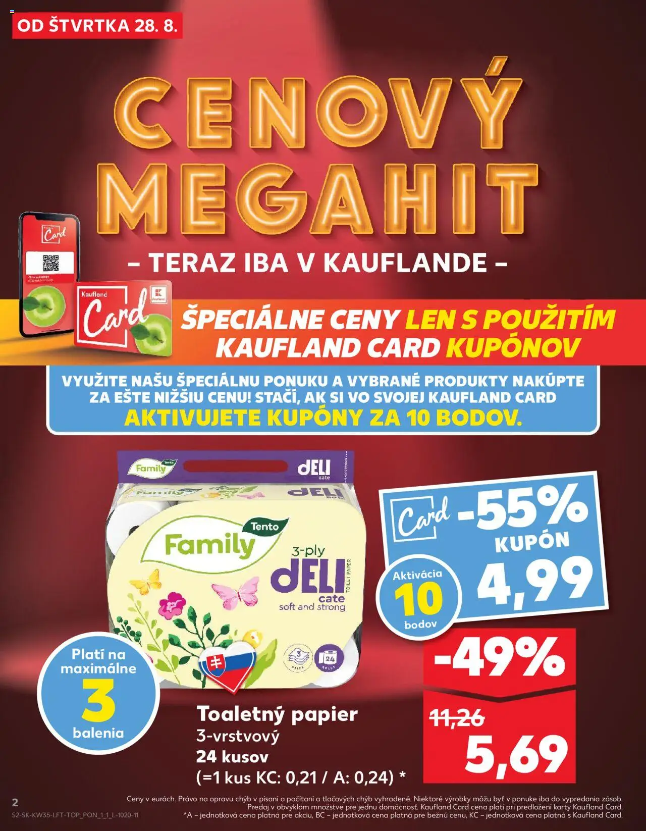 Nové Kaufland akcie – leták je platný od 28.08.2025 | Strana: 2 | Produkty: Toaletný papier