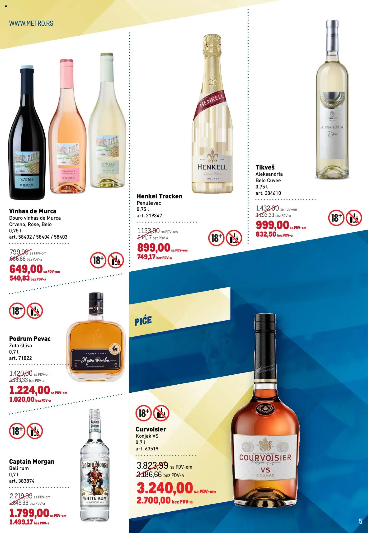 Metro katalog - važi od 15.10.2026 | Strana: 5 | Proizvode: Captain Morgan, Konjak, Šljiva, Piće