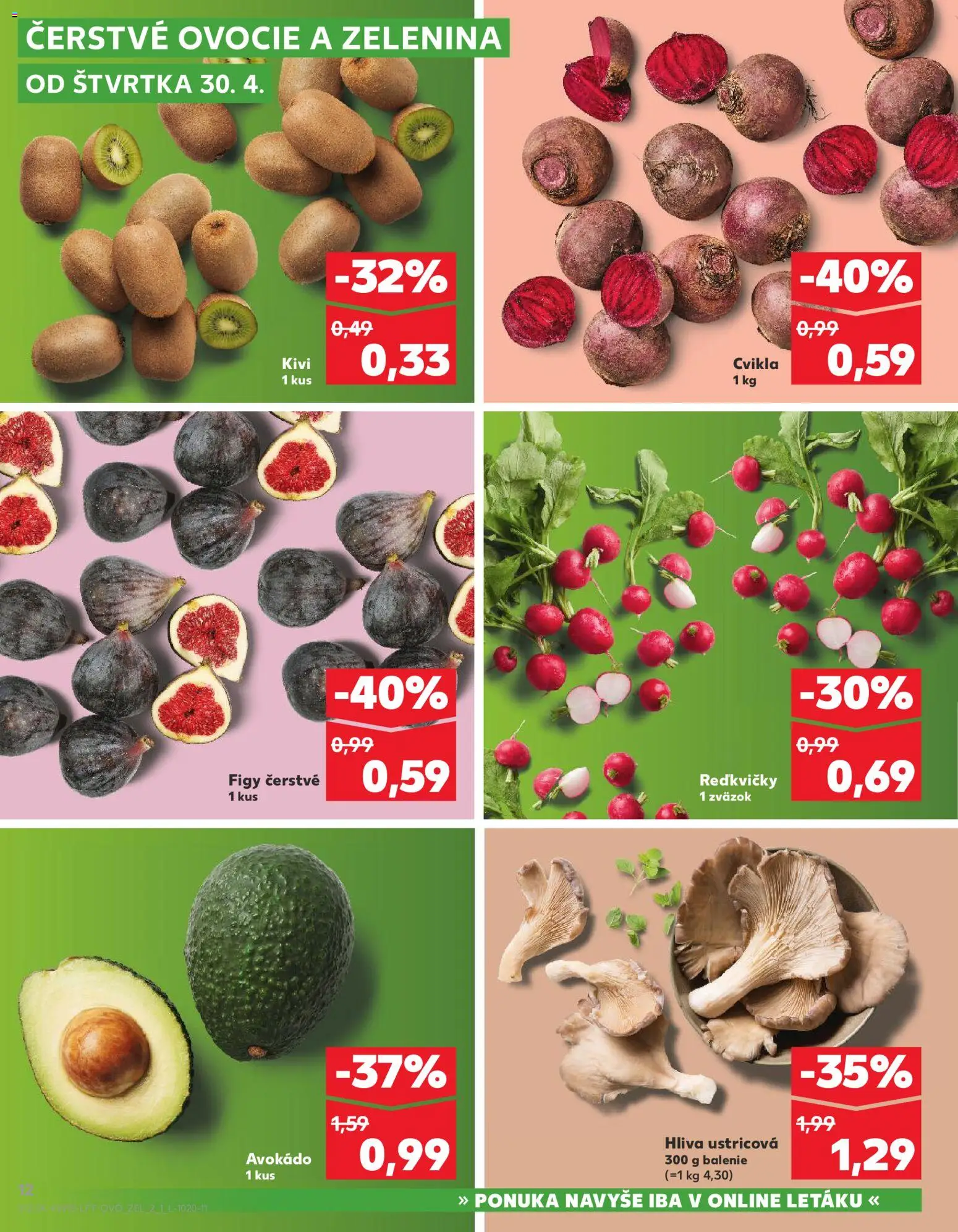 Nové Kaufland akcie – leták je platný od 30.04.2026 | Strana: 12 | Produkty: Cvikla, Kiwi, Avokádo, Ovocie