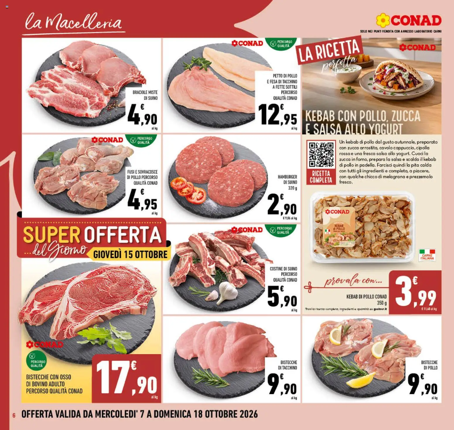 Volantino Conad del 07/10/2026 | Pagina: 6 | Prodotti: Yogurt, Salsa, Tacchino, Hamburger