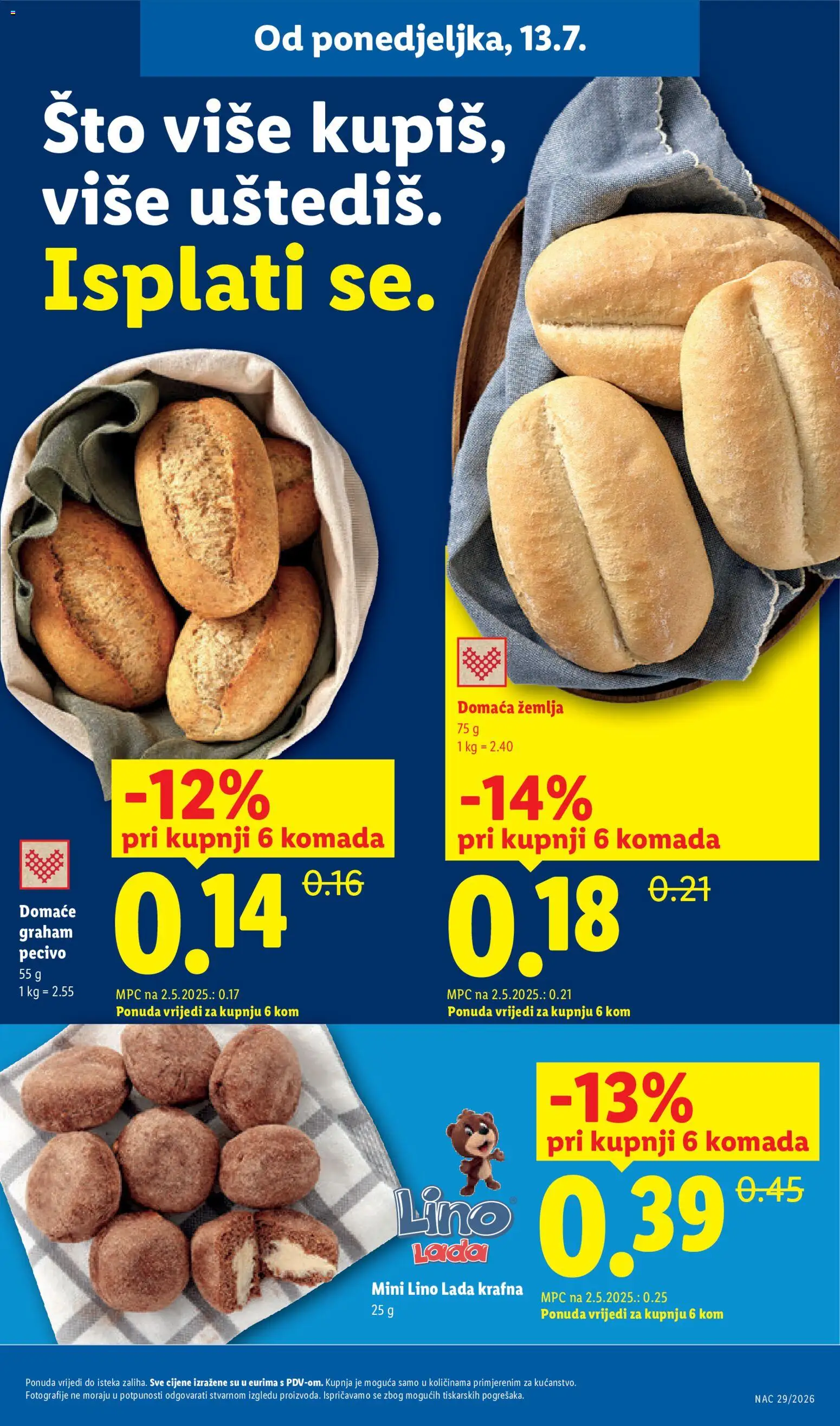 Lidl katalog | vrijedi od 13.07.2026 | Stranica: 5 | Proizvodi: Lino Lada, Pecivo