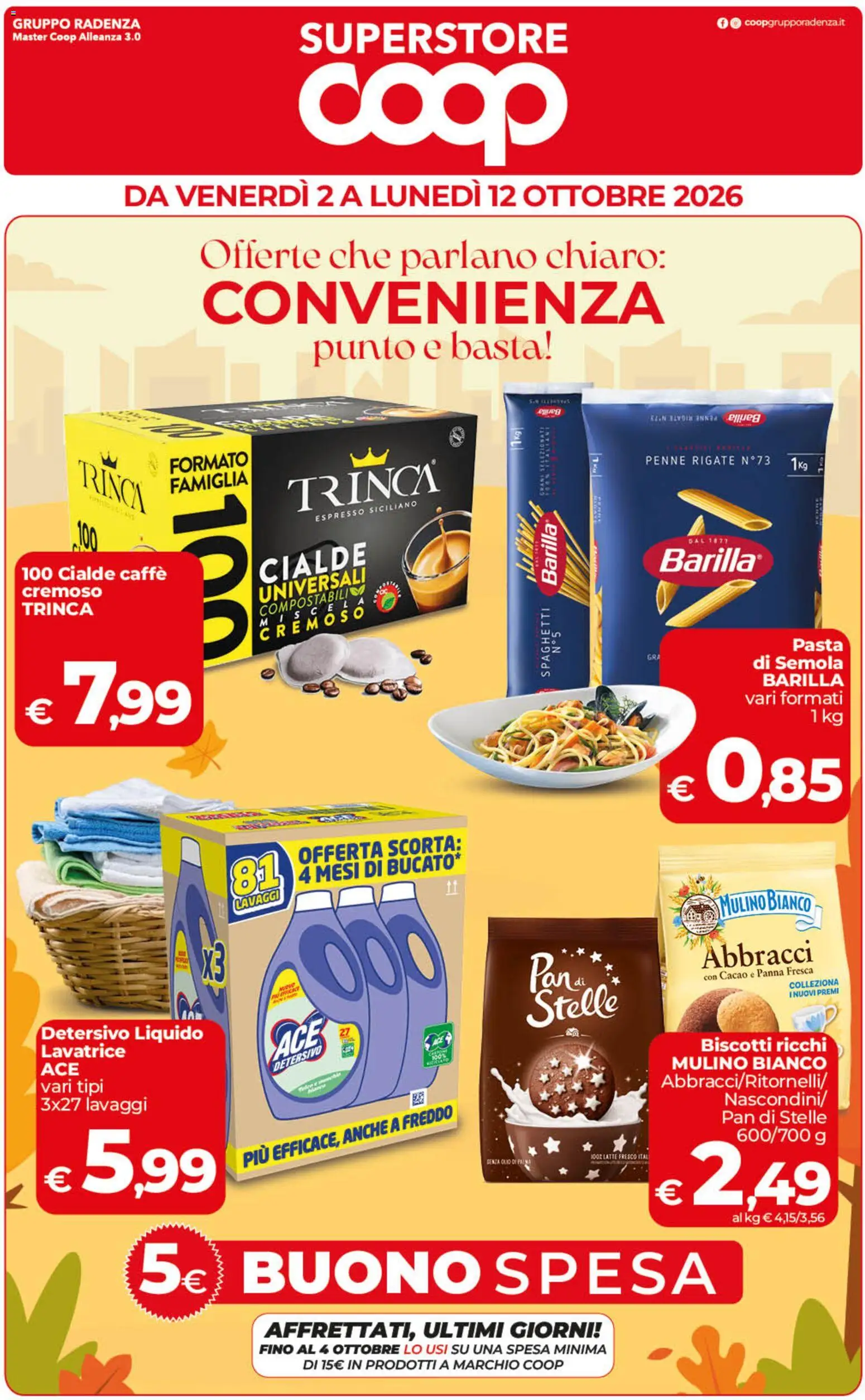 Volantino COOP del 02/10/2026 | Pagina: 1 | Prodotti: Panna, Biscotti, Latte, Semola