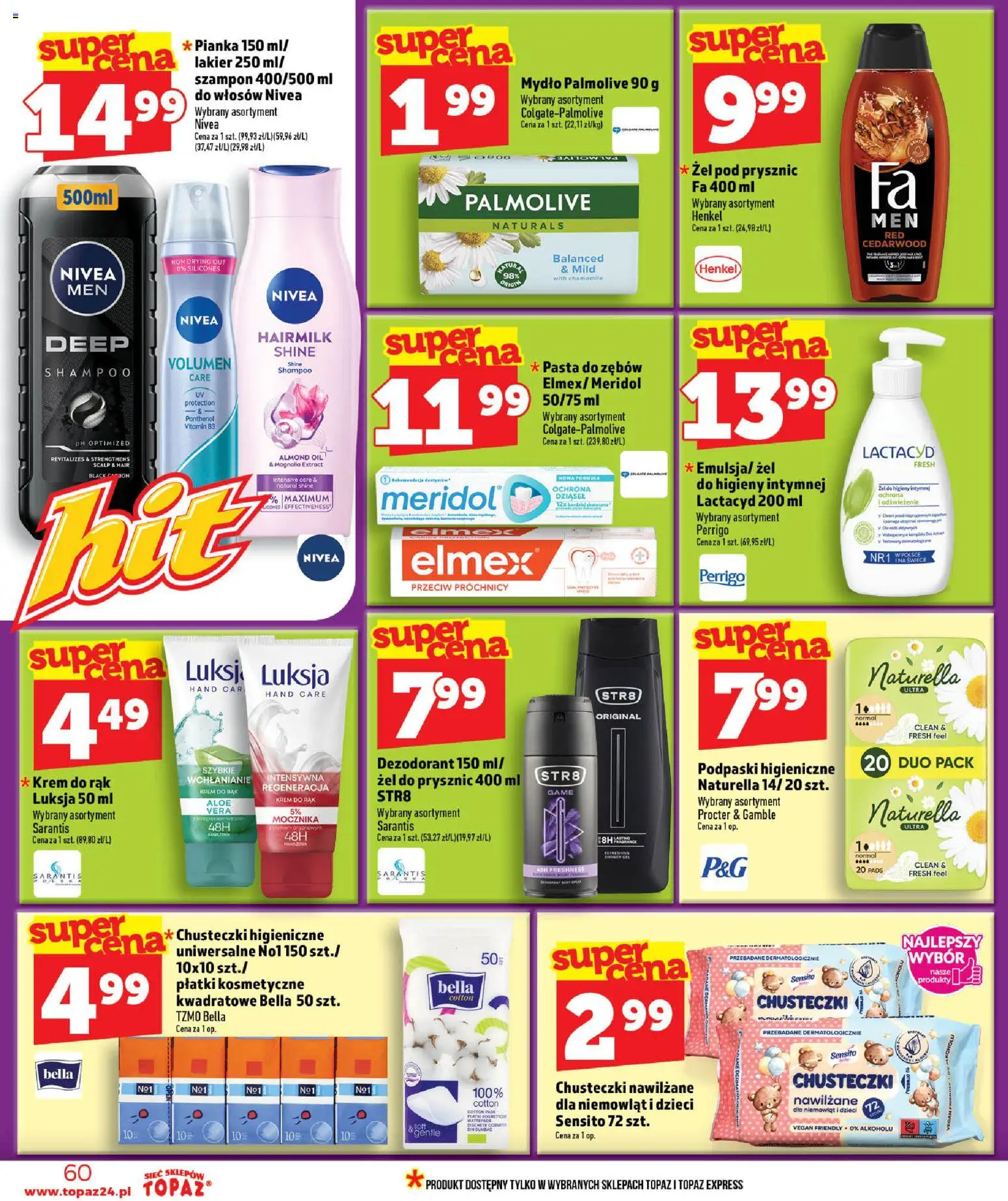 Topaz gazetka - Ceny małe na stałe od 11.06.2026 | Strona: 60 | Produkty: Płatki kosmetyczne, Mydło, Krem, Dezodorant