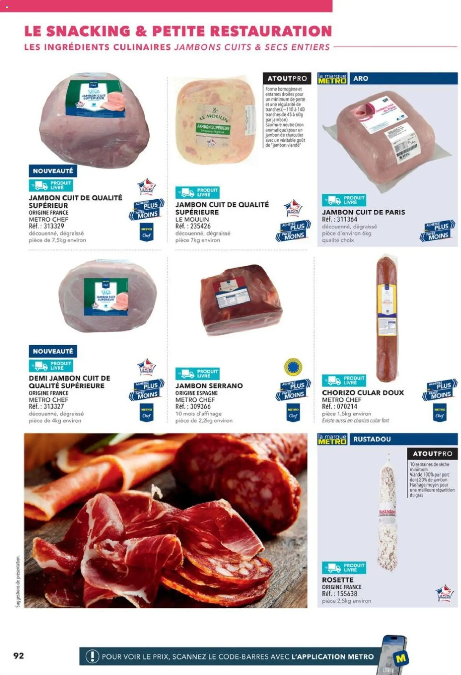 {H1} | Page: 92 | Produits: Chorizo, Jambon serrano, Viande, Porc