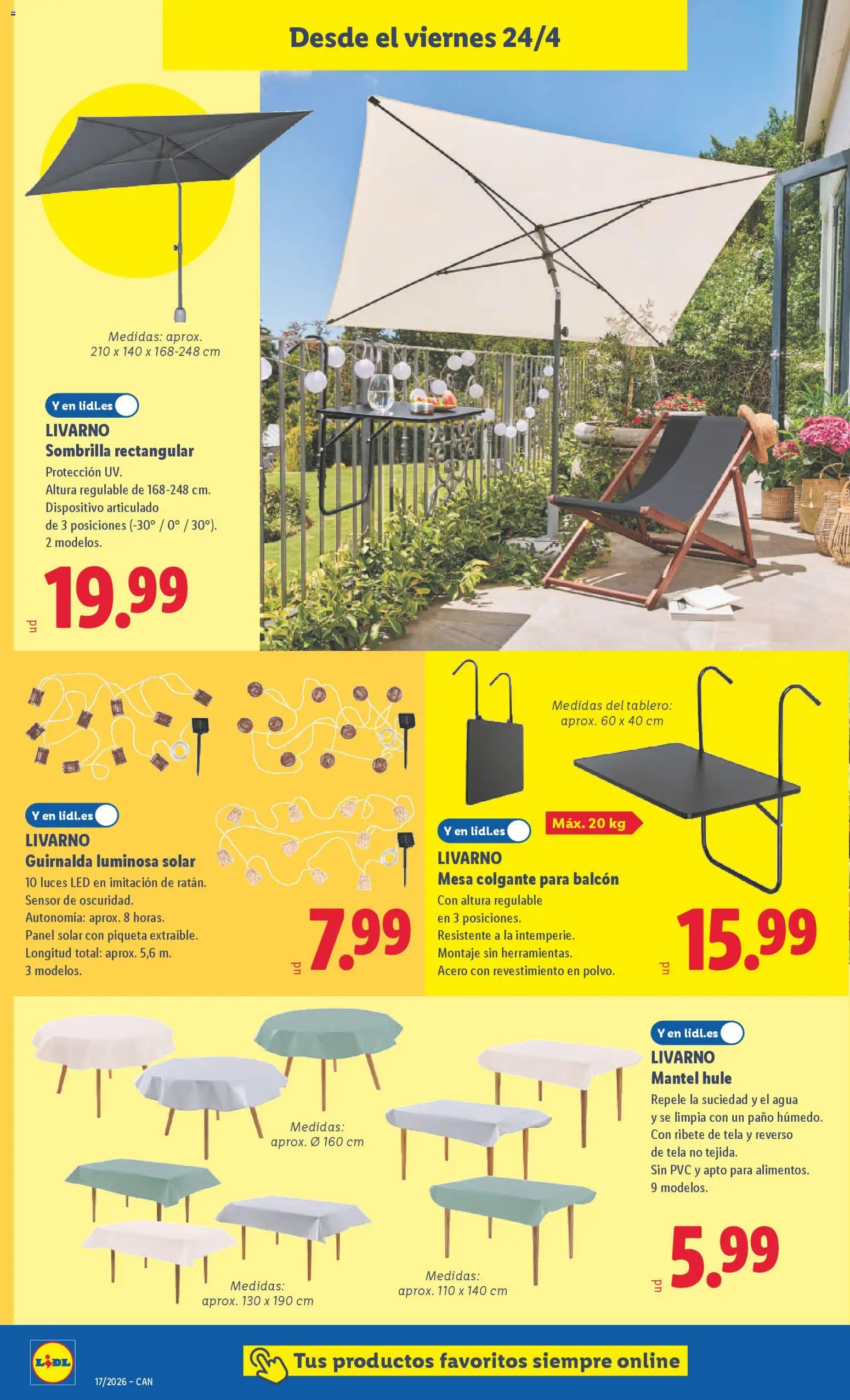 Lidl Canarias │ válido desde el 20.04.2026 | Página: 18 | Productos: Mantel, Sombrilla, Mesa