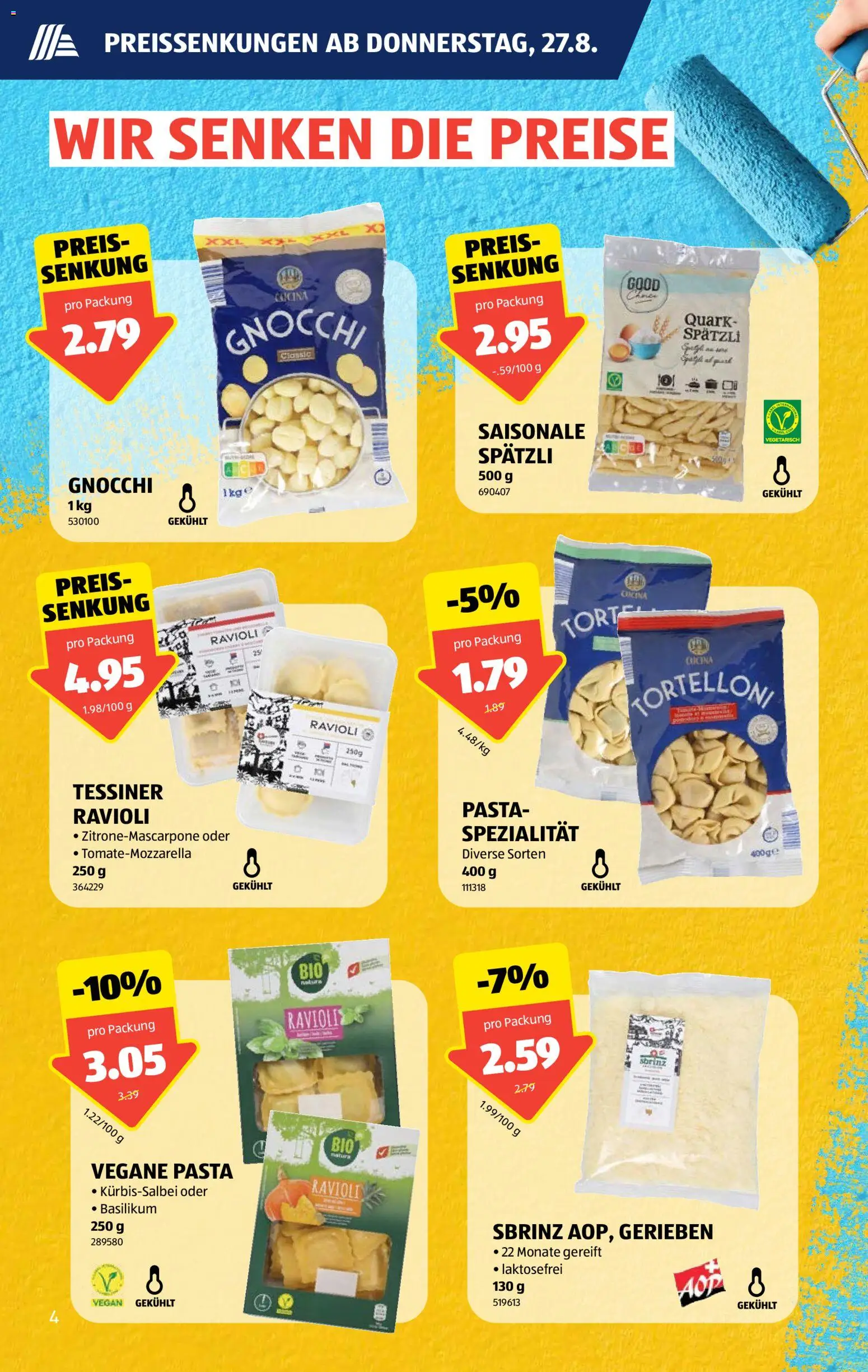 Aldi aktionen – gültig ab 27.08.2026 | Seite: 4 | Produkte: Quark, Pasta