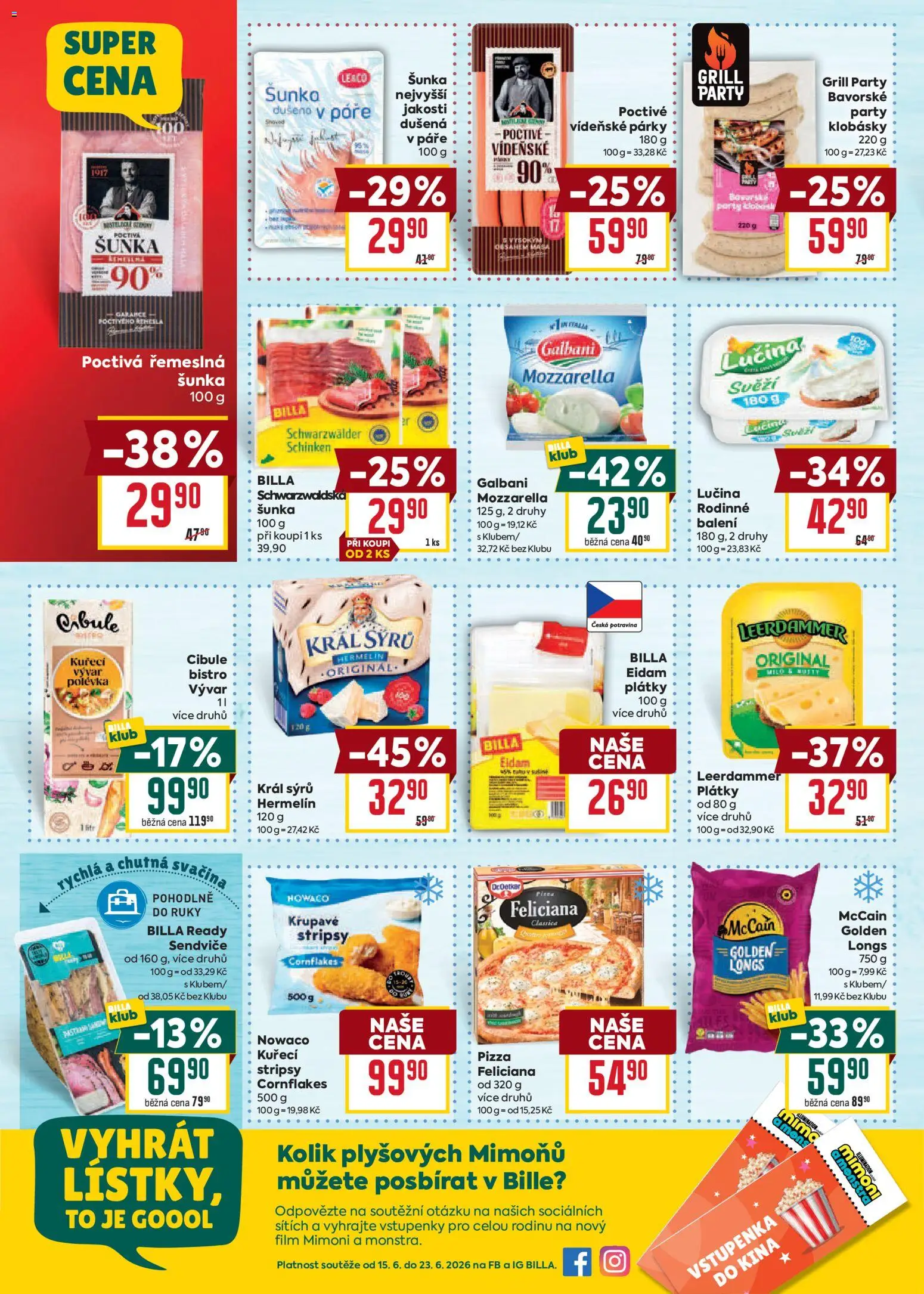 Billa Velký leták od 17.06.2026 | Strana: 16 | Produkty: Eidam, Vývar, Leerdammer, Klobásky