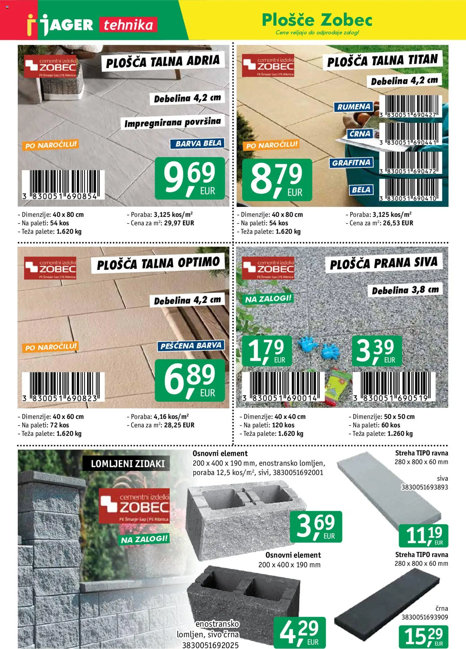 Novi Jager katalog ponudbe – veljaven od 21.08.2026 | Stran: 9 | Izdelki: Teza, Kos, Barva