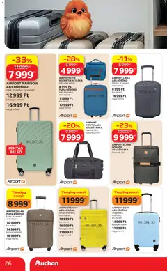 Auchan Nyári extra ajánlataink - amely érvényes a következő dátumtól: 11.06.2026 | Oldal: 26 | Termékek: Utazótáska, Bőrönd, Táska, Kozmetikai táska