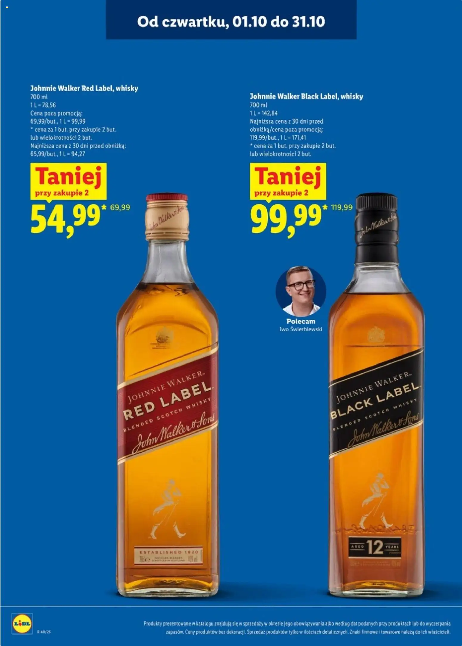 Lidl Katalog alkoholi mocnych od 28.09.2026 | Strona: 9 | Produkty: Scotch whisky, Red label, Black Label, Whisky