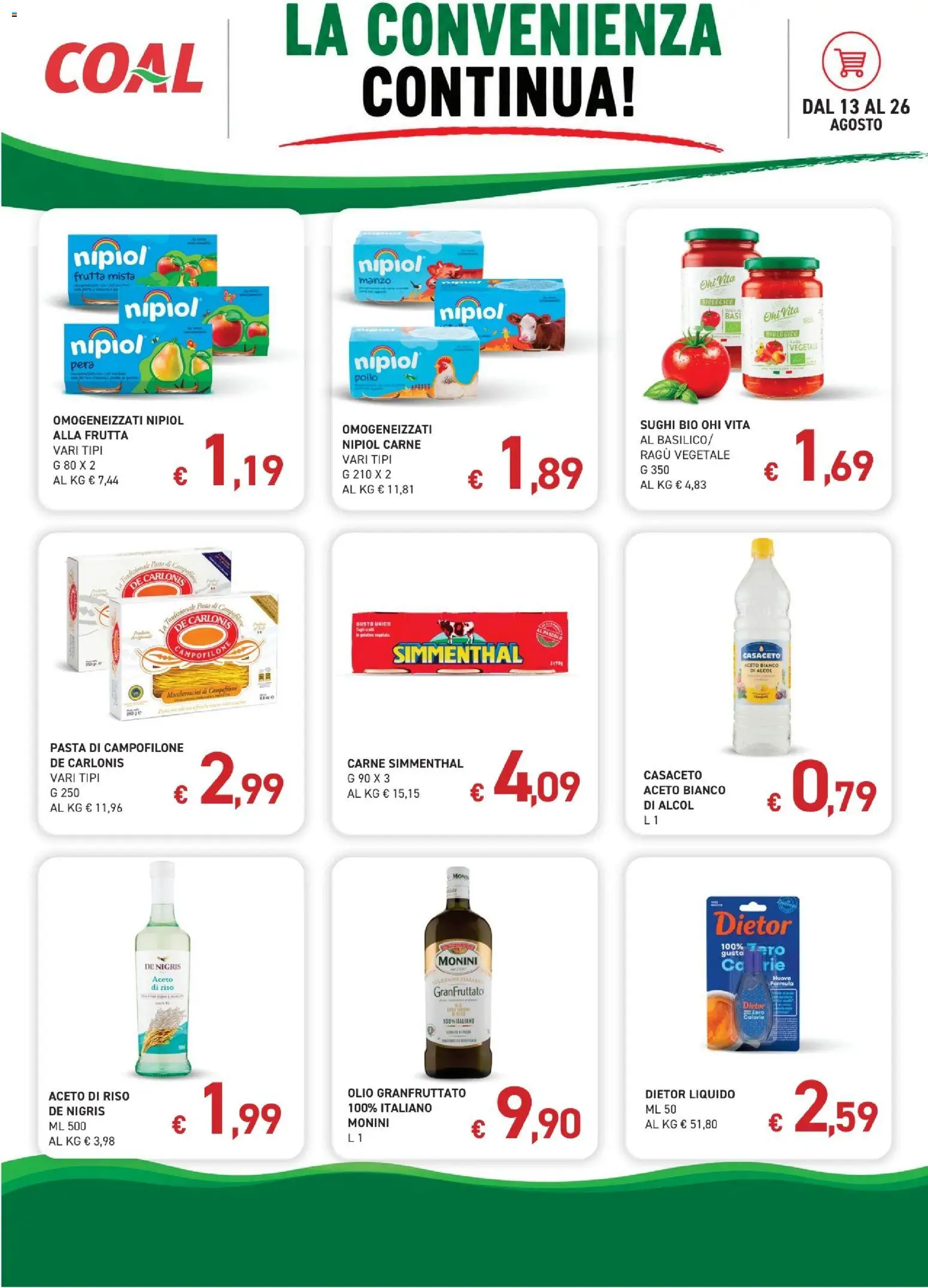 Volantino Coal del 13/08/2026 | Pagina: 4 | Prodotti: Manzo, Frutta, Olio, Pera