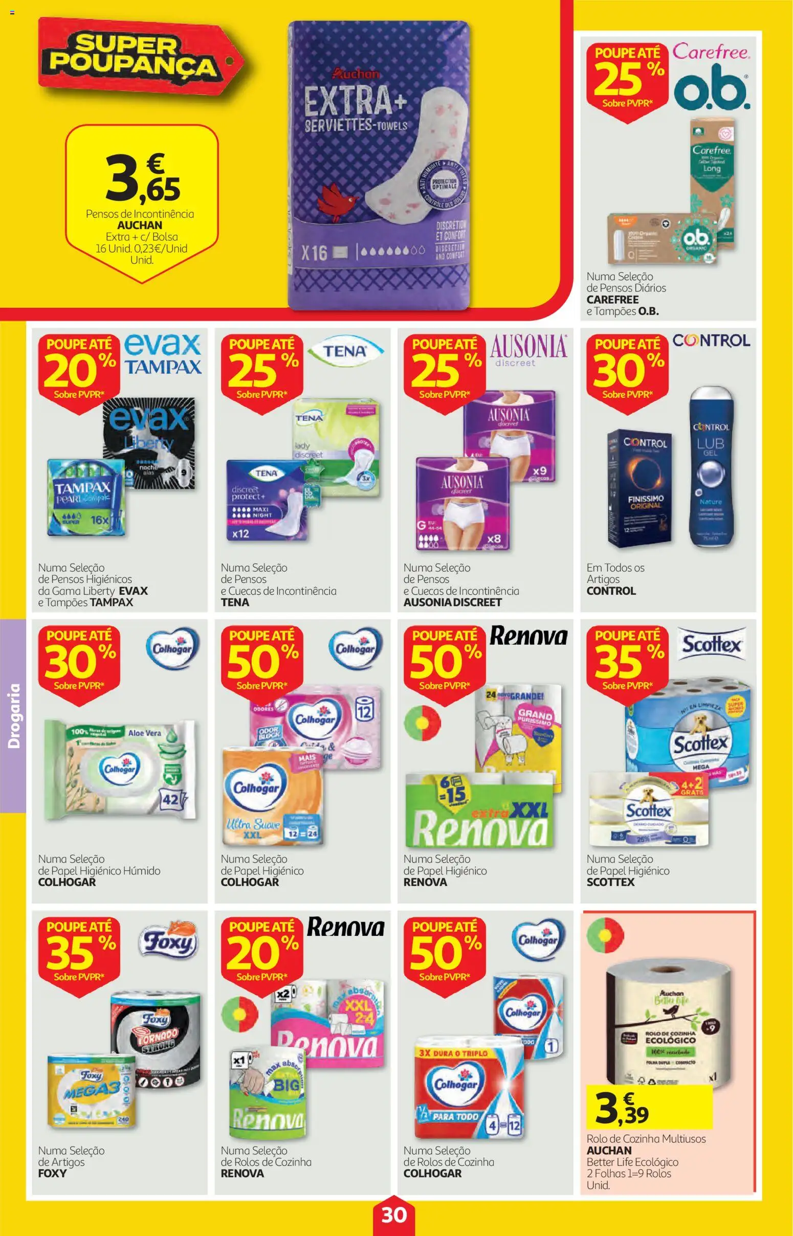 Auchan folheto │ válido de 22/10/2026 | Página: 30 | Produtos: Bolsa, Papel higiénico, Pensos higiénicos, Aloe Vera