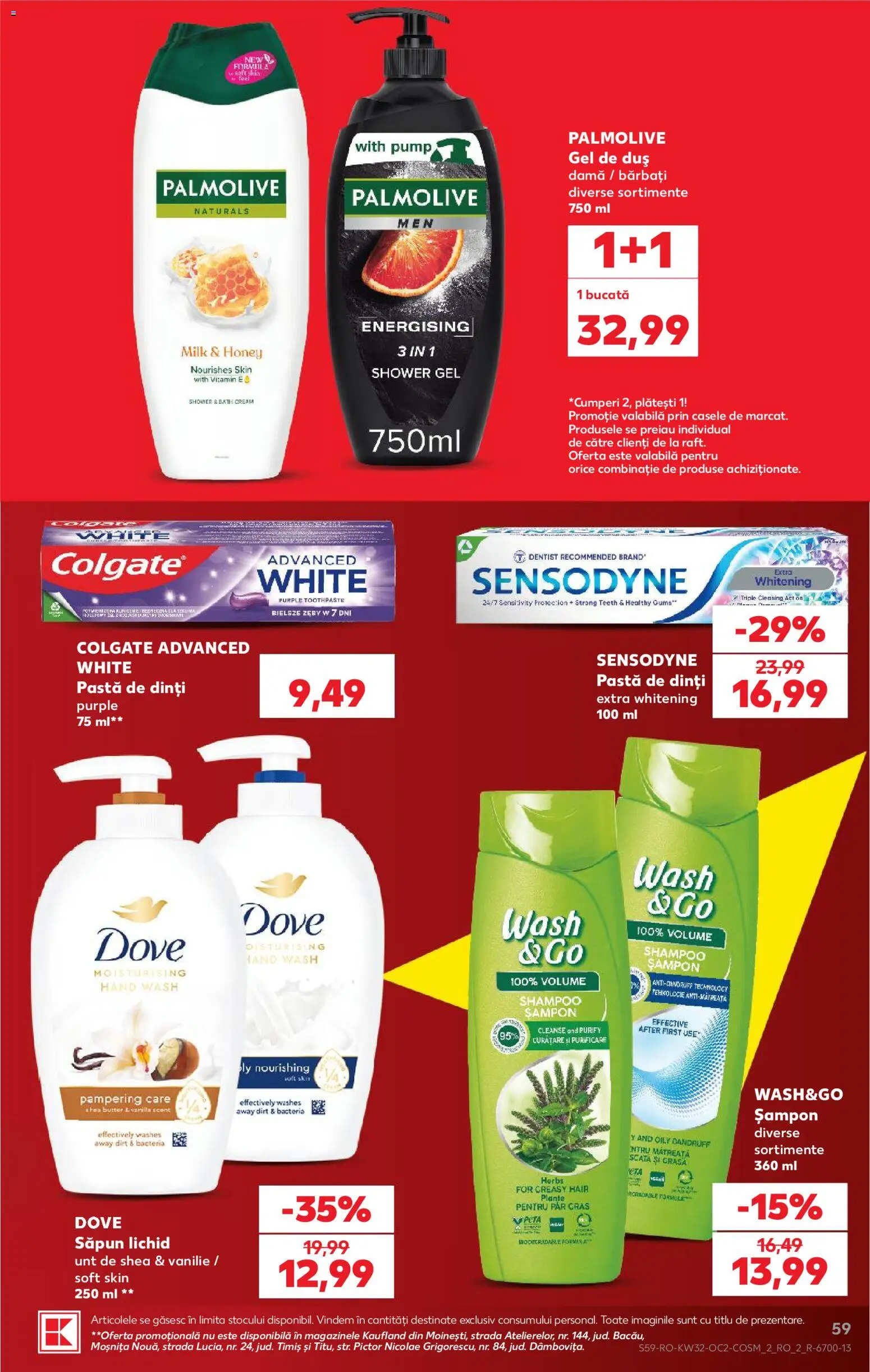 Noul catalog Kaufland – valabil de la 05.08.2026 | Pagină: 59 | Produse: Duș, Șampon, Pastă de dinți, Săpun lichid