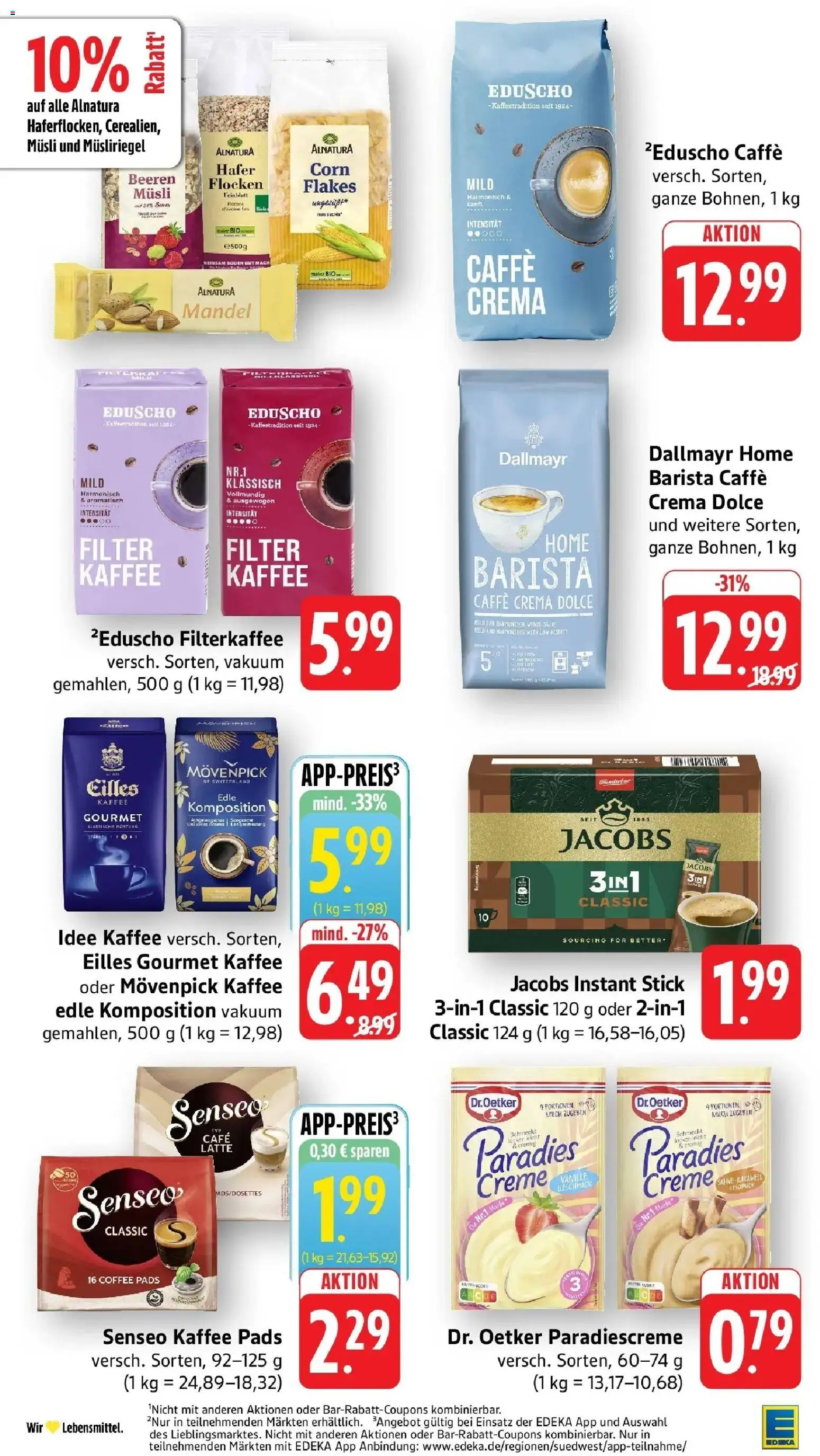 Edeka Prospekt Vaihingen-Kleinglattbach (ab 19.10.2026) » Angebote Online | Seite: 30 | Produkte: Musli, Idee kaffee, Milch, Eduscho