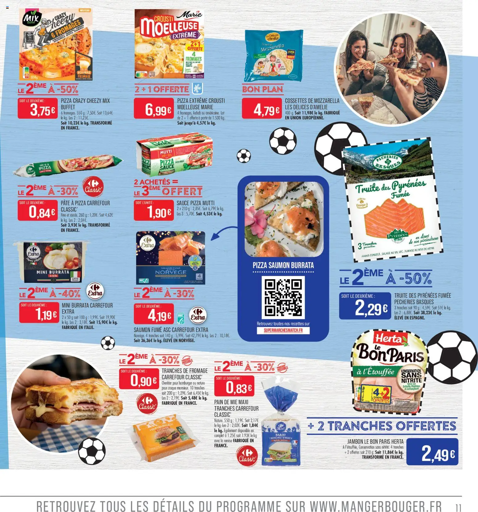 {H1} | Page: 11 | Produits: Mozzarella, Pain de mie, Burrata, Pizza