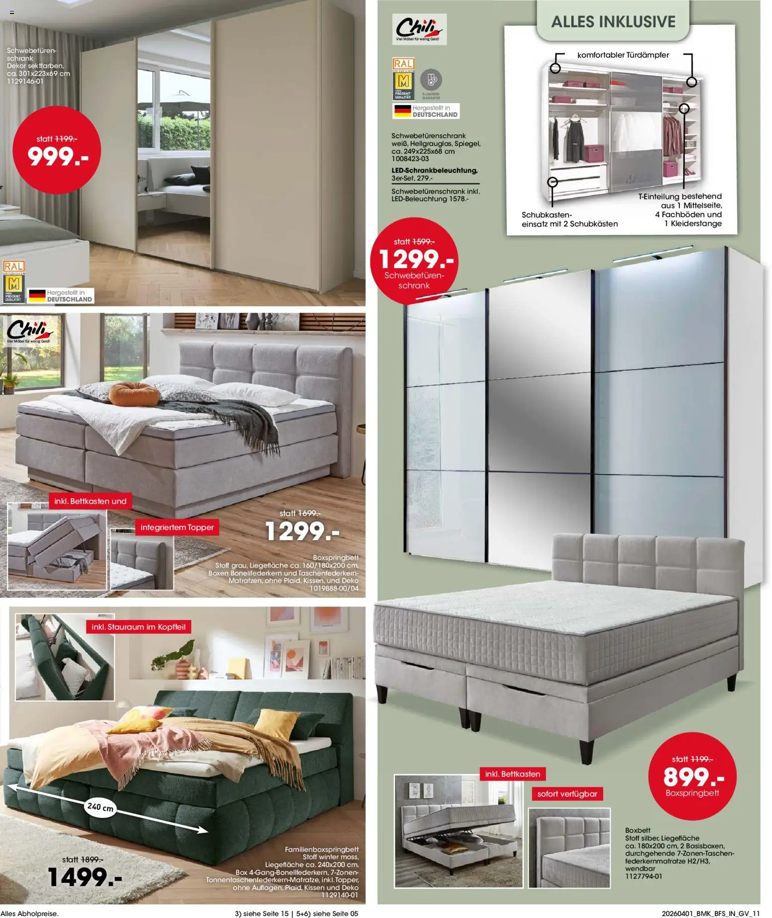 Möbel Martin Prospekt 	 – gültig ab 01.04.2026 | Seite: 11 | Produkte: Kissen, Schwebetürenschrank, Boxspringbett, Box