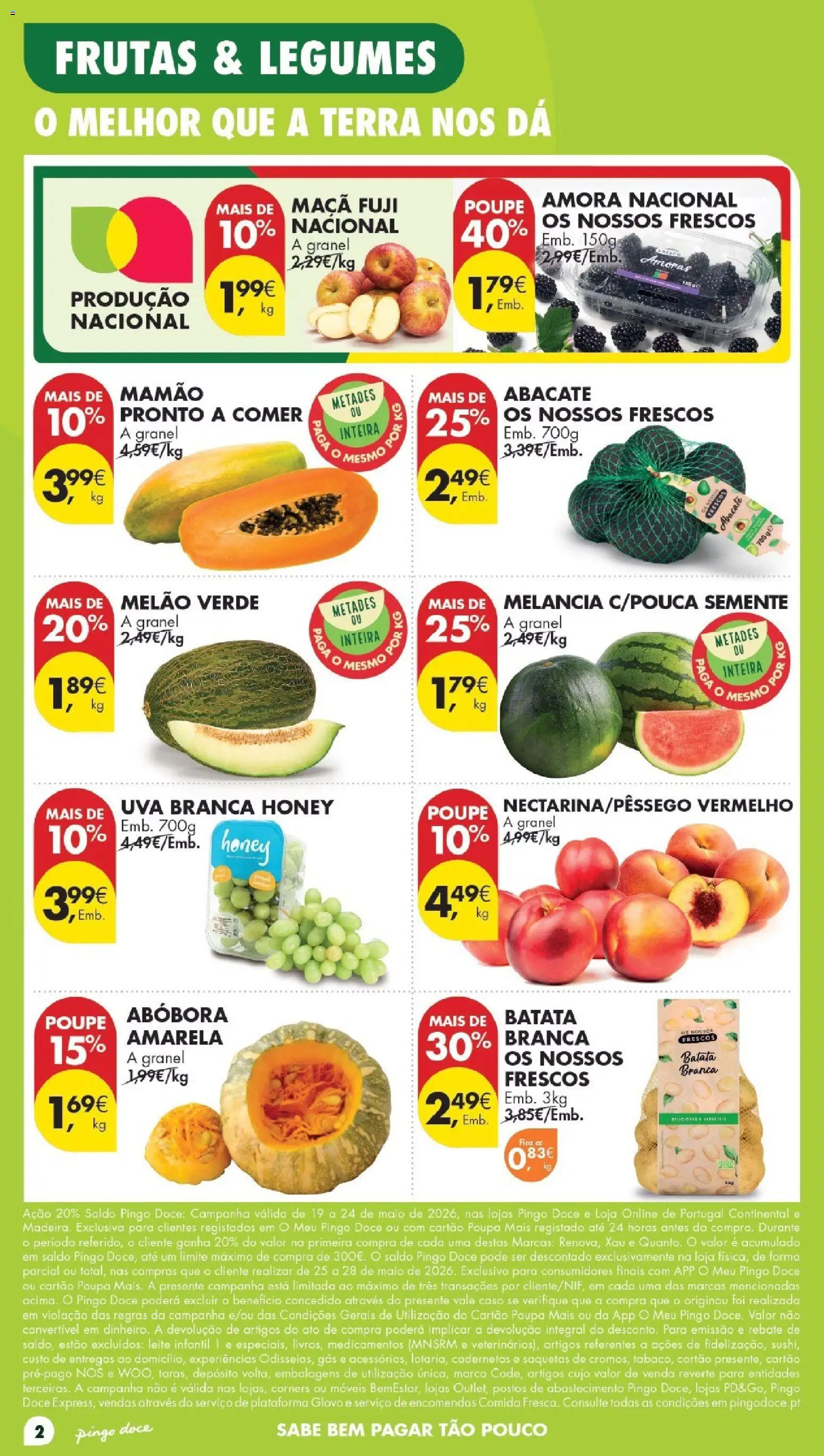 Pingo DocePoupe Esta Semana Madeira │ válido de 19.05.2026 | Página: 2 | Produtos: Batata, Leite infantil, Abóbora, Melancia