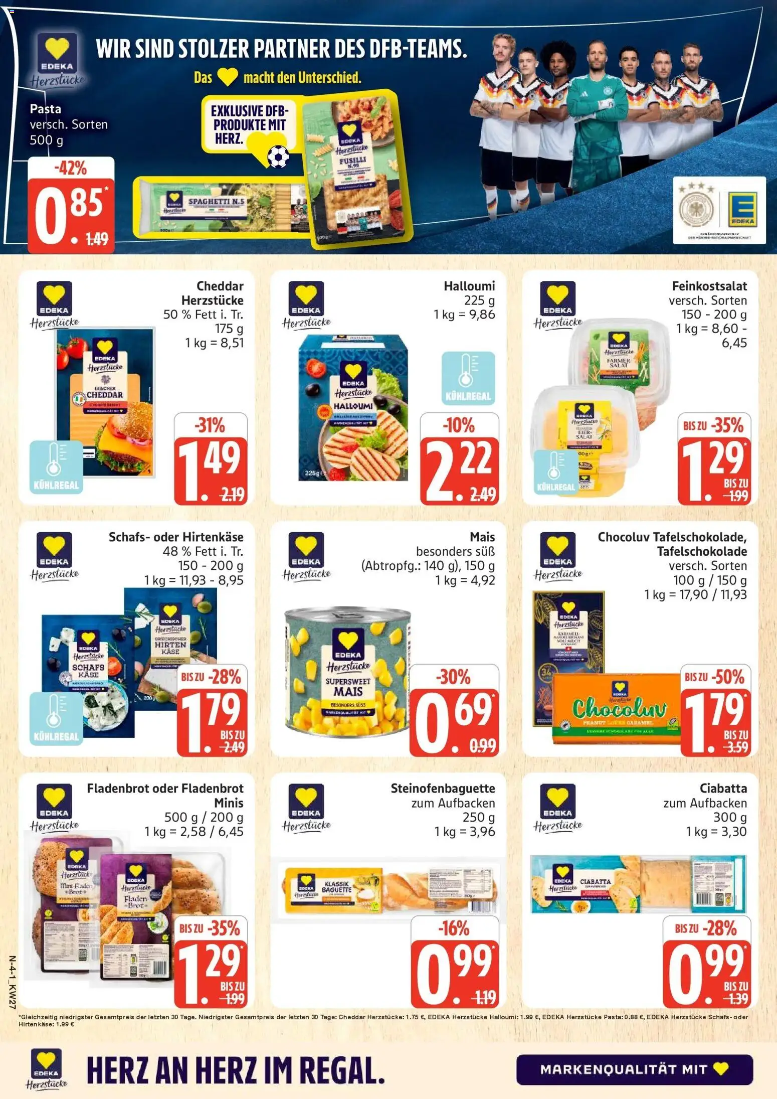 Edeka - EDEKA: Wochenangebote – gültig ab 28.06.2026 | Seite: 4 | Produkte: Käse, Baguette, Pasta, Salat