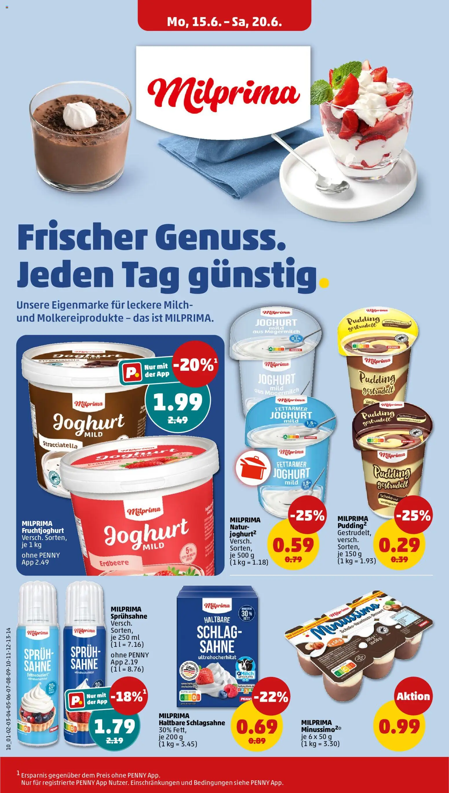 Penny Prospekt – gültig ab 15.06.2026 | Seite: 12 | Produkte: Schlagsahne, Milch, Joghurt, Fruchtjoghurt