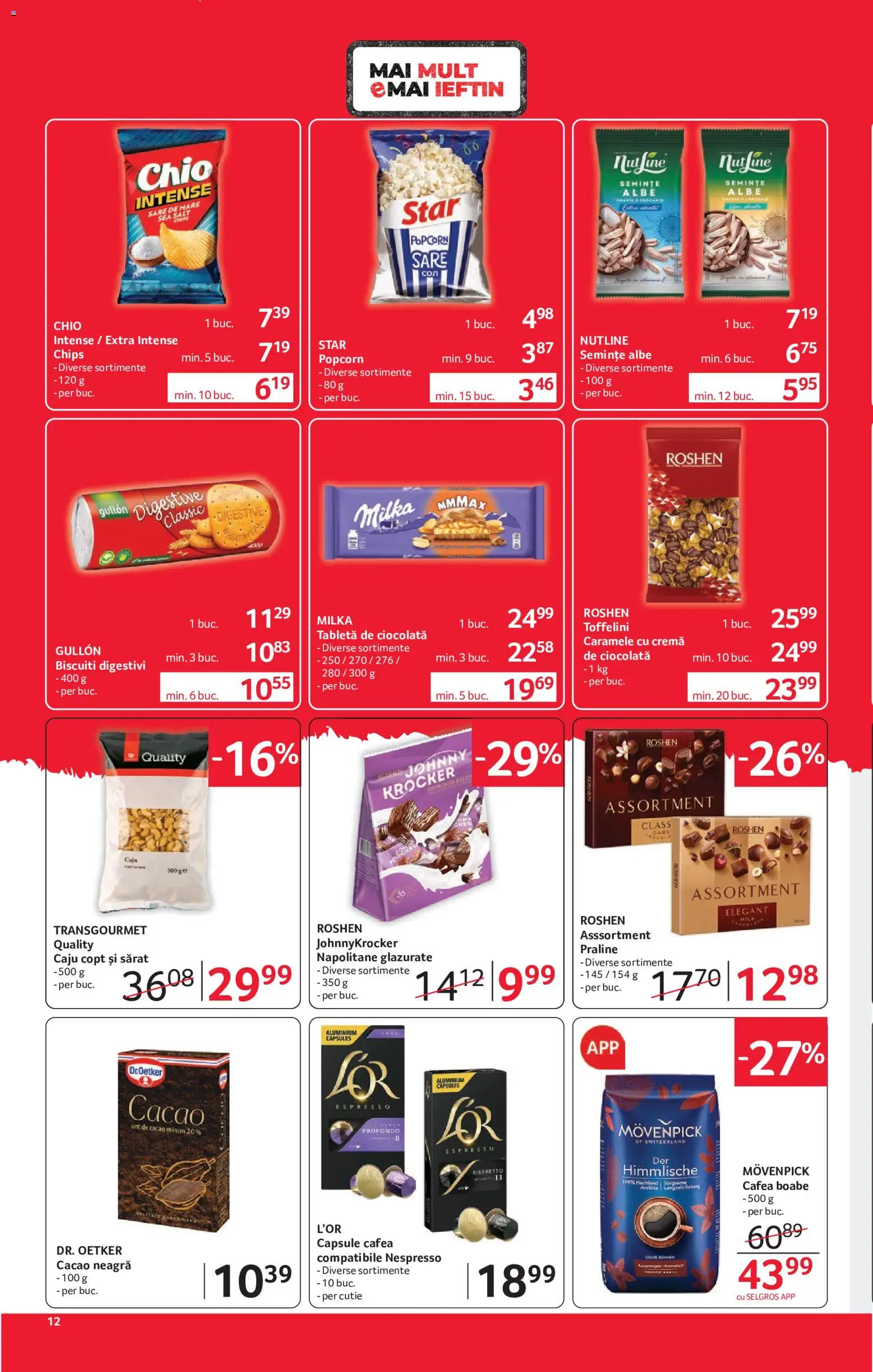 Noul catalog Selgros – valabil de la 15.05.2026 | Pagină: 12 | Produse: Praline, Cremă, Ciocolată, Sare