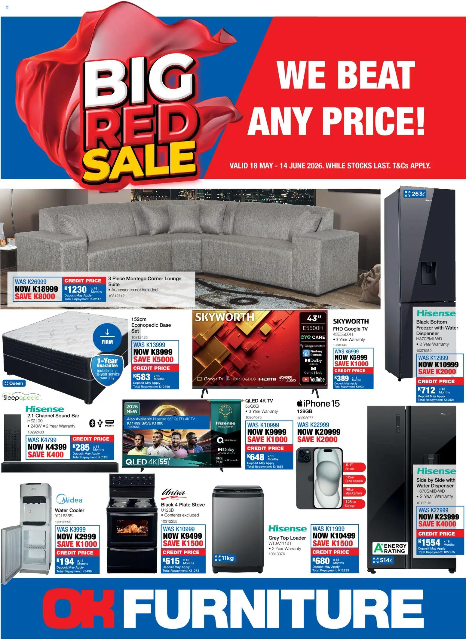 New OK Furniture catalogue – valid from 18.05.2026 | Page: 1 | Products: Audio, Freezer, Stove, Cooler
