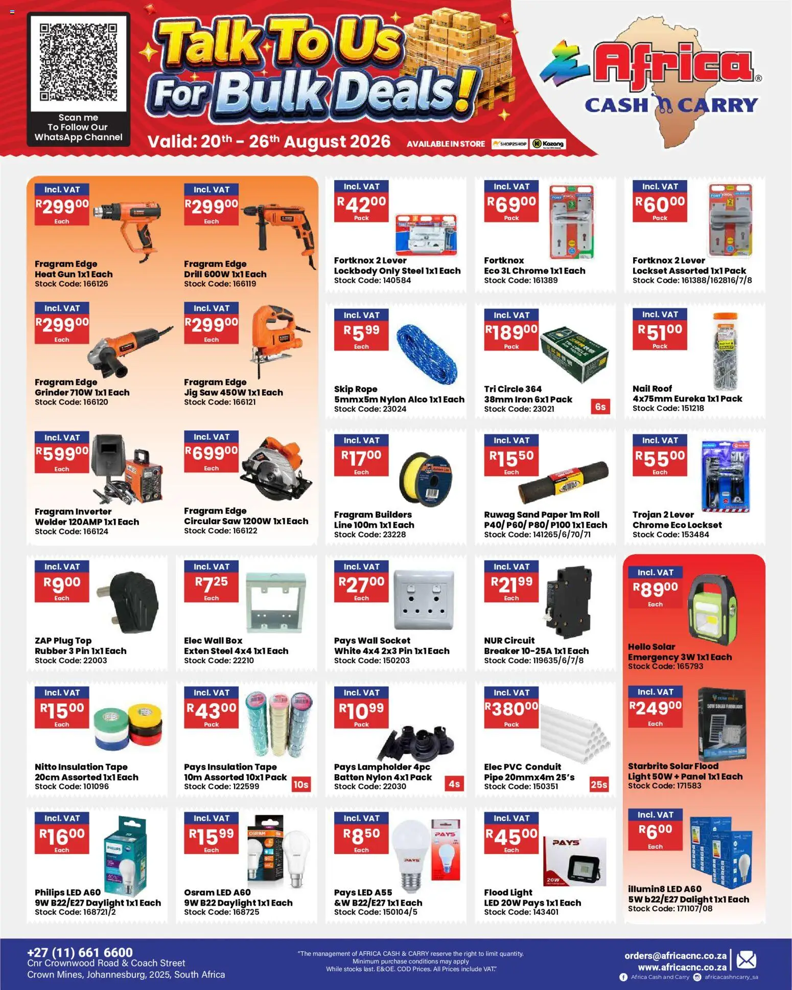 New Africa Cash & Carry catalogue – valid from 20/08/2026 | Page: 39 | Products: Light, Stock, Paper, Tape