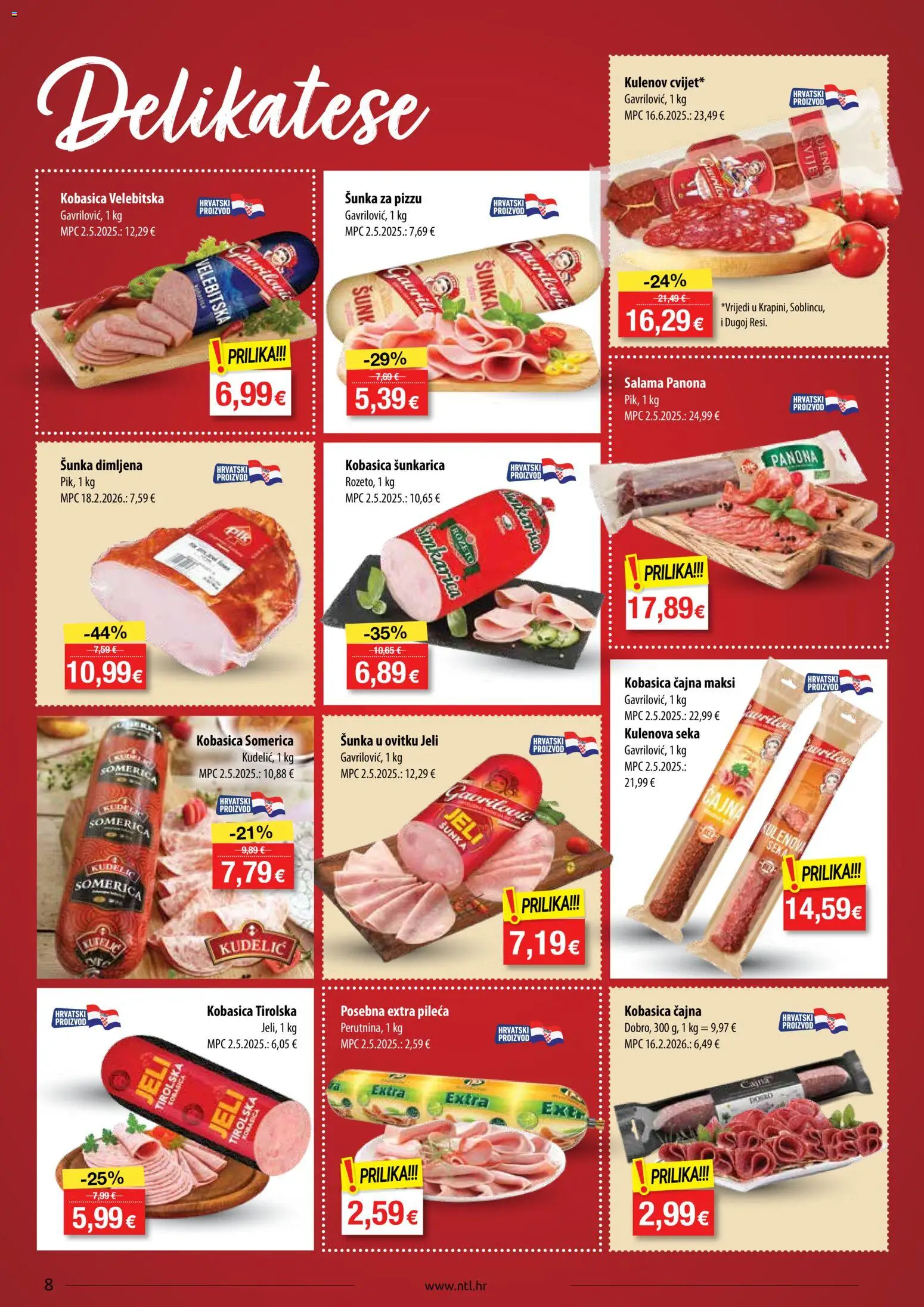 NTL katalog | vrijedi od 20.05.2026 | Stranica: 8 | Proizvodi: Salama, Šunka, Kobasica