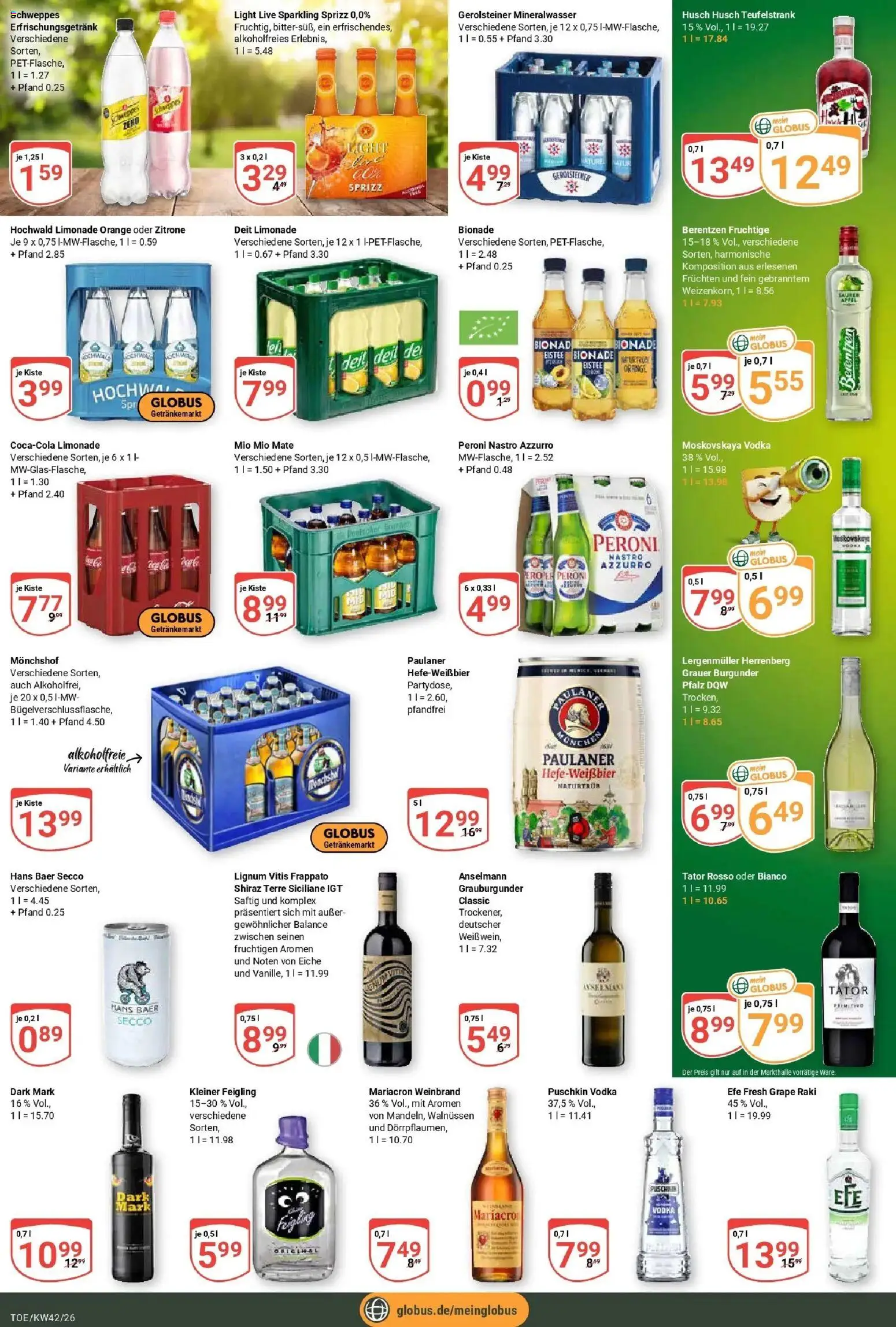 Globus Prospekt Tönisvorst (ab 12.10.2026) » Angebote online | Seite: 20 | Produkte: Limonade, Bionade, Schweppes, Gerolsteiner