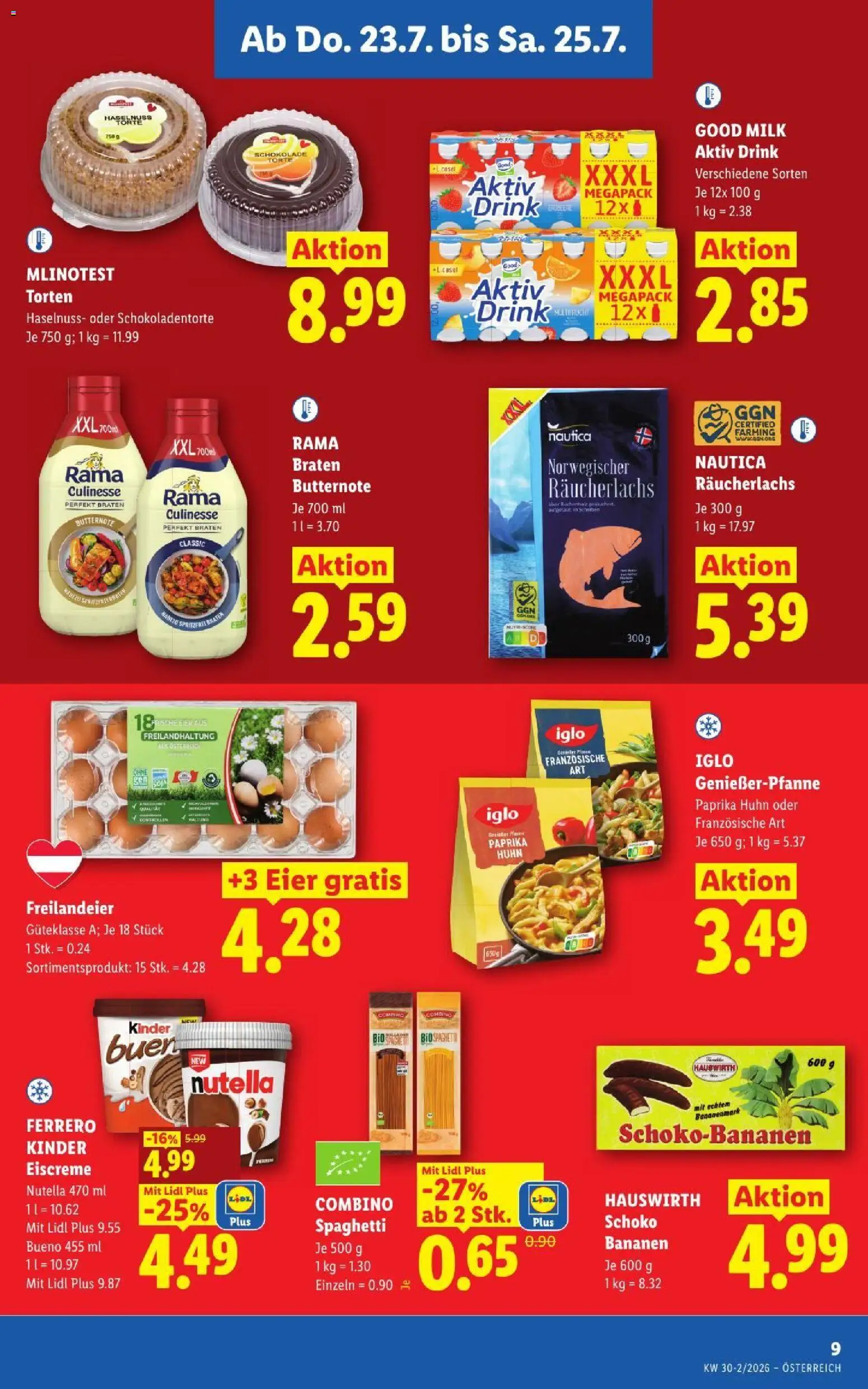 Lidl - Flugblatt gültig ab 23.07.2026 | Seite: 11 | Produkte: Pasta, Eier, Hajdina liszt, Schokolade
