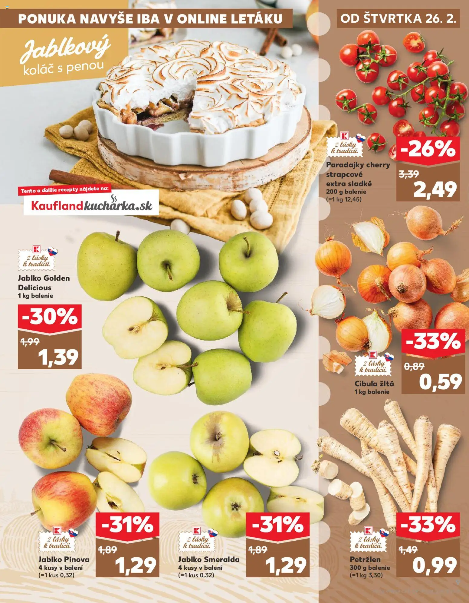 Nové Kaufland akcie – leták je platný od 26.02.2026 | Strana: 9 | Produkty: Paradajky, Koláč, Cibuľa, Petržlen
