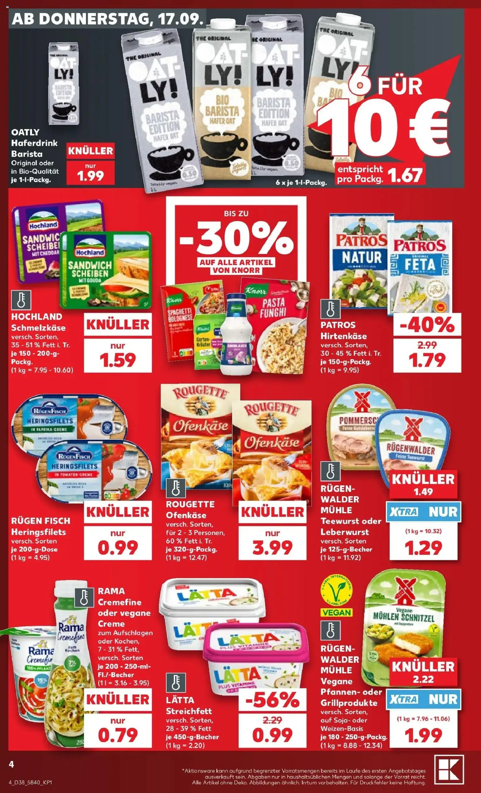 Prospekt Kaufland ab 17.09.2026 » Angebote Online zum Blättern | Seite: 12 | Produkte: Rama cremefine, Knorr, Oatly, Lätta