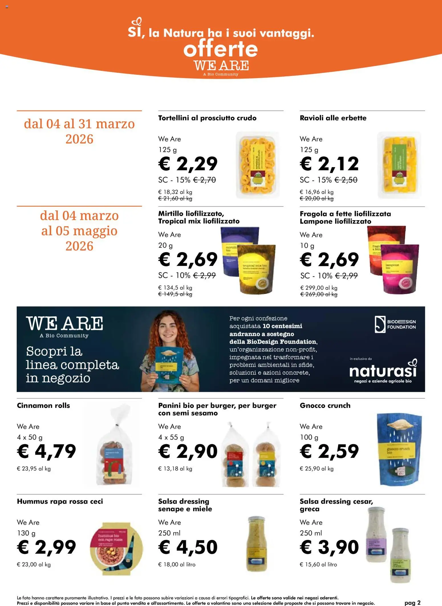 Volantino Natura Sì del 04.03.2026 | Pagina: 2 | Prodotti: Prosciutto Crudo, Ceci, Ravioli, Miele