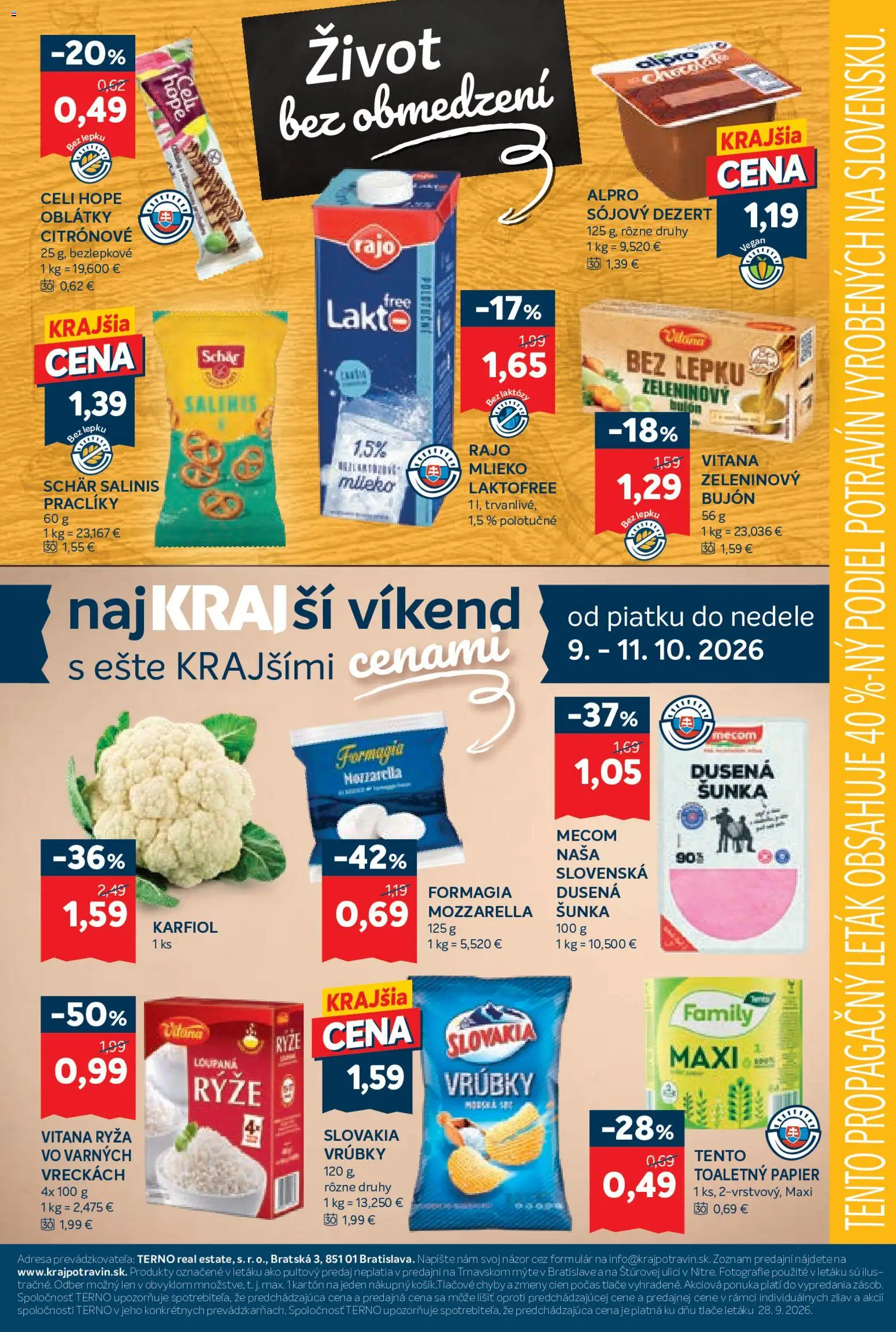Nové Kraj akcie – leták je platný od 08.10.2026 | Strana: 18 | Produkty: Bujón, Ryža, Karfiol, Toaletný papier