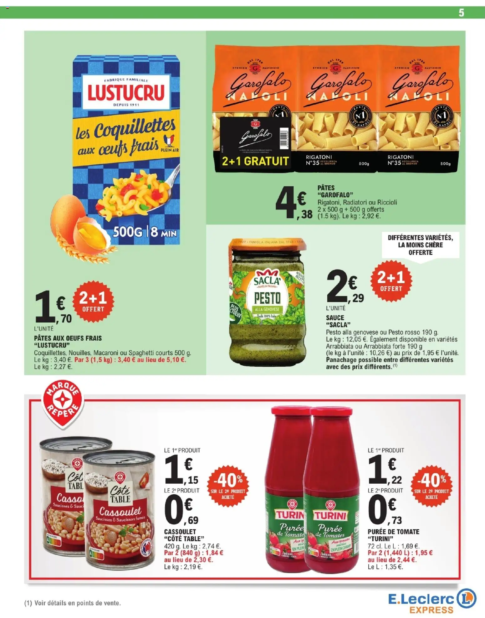{H1} | Page: 5 | Produits: Macaroni, Spaghetti, Tomate, Saucisses