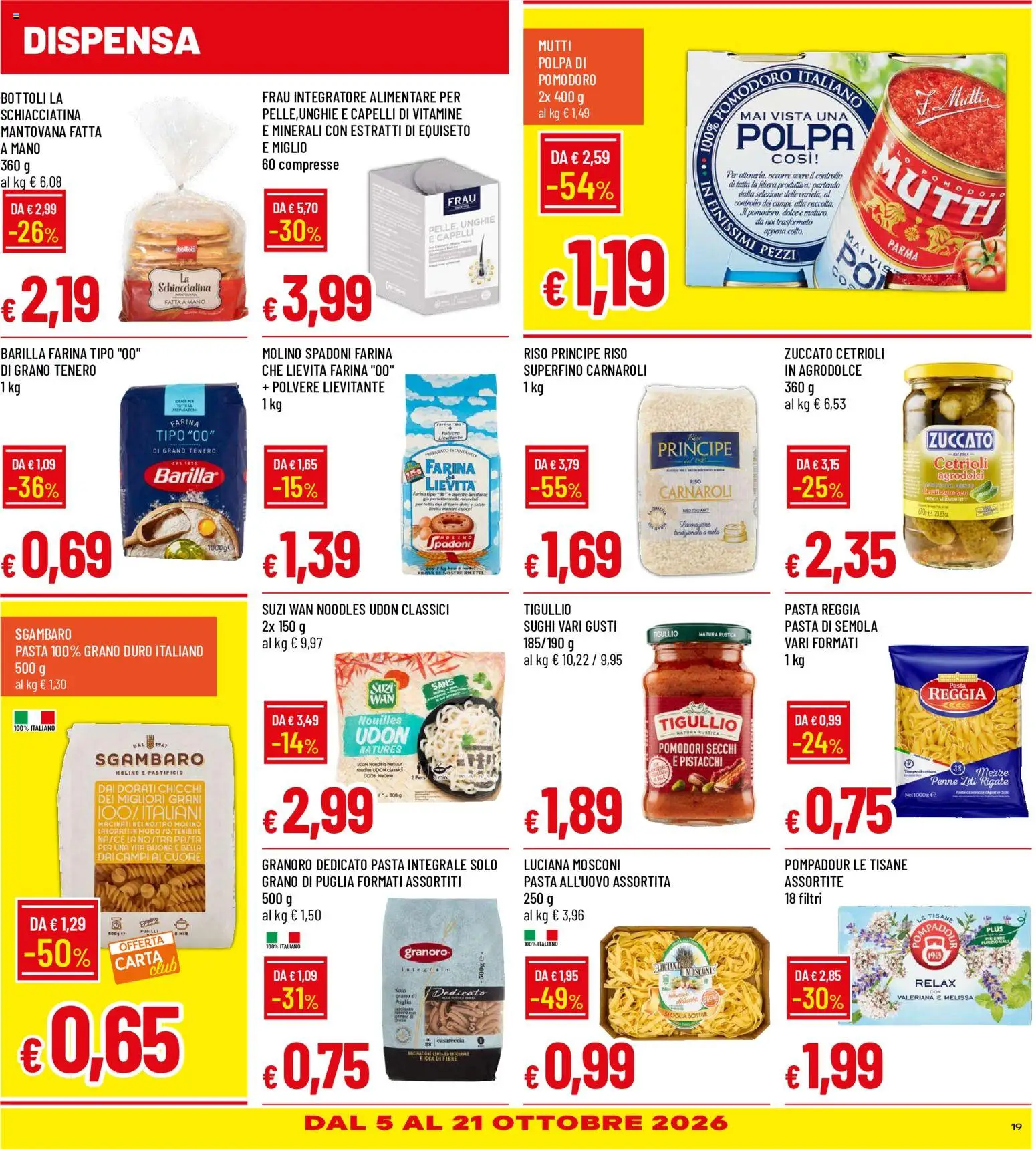 Volantino Galassia del 30/09/2026 | Pagina: 19 | Prodotti: Pasta di semola, Pomodori, Fusilli, Penne