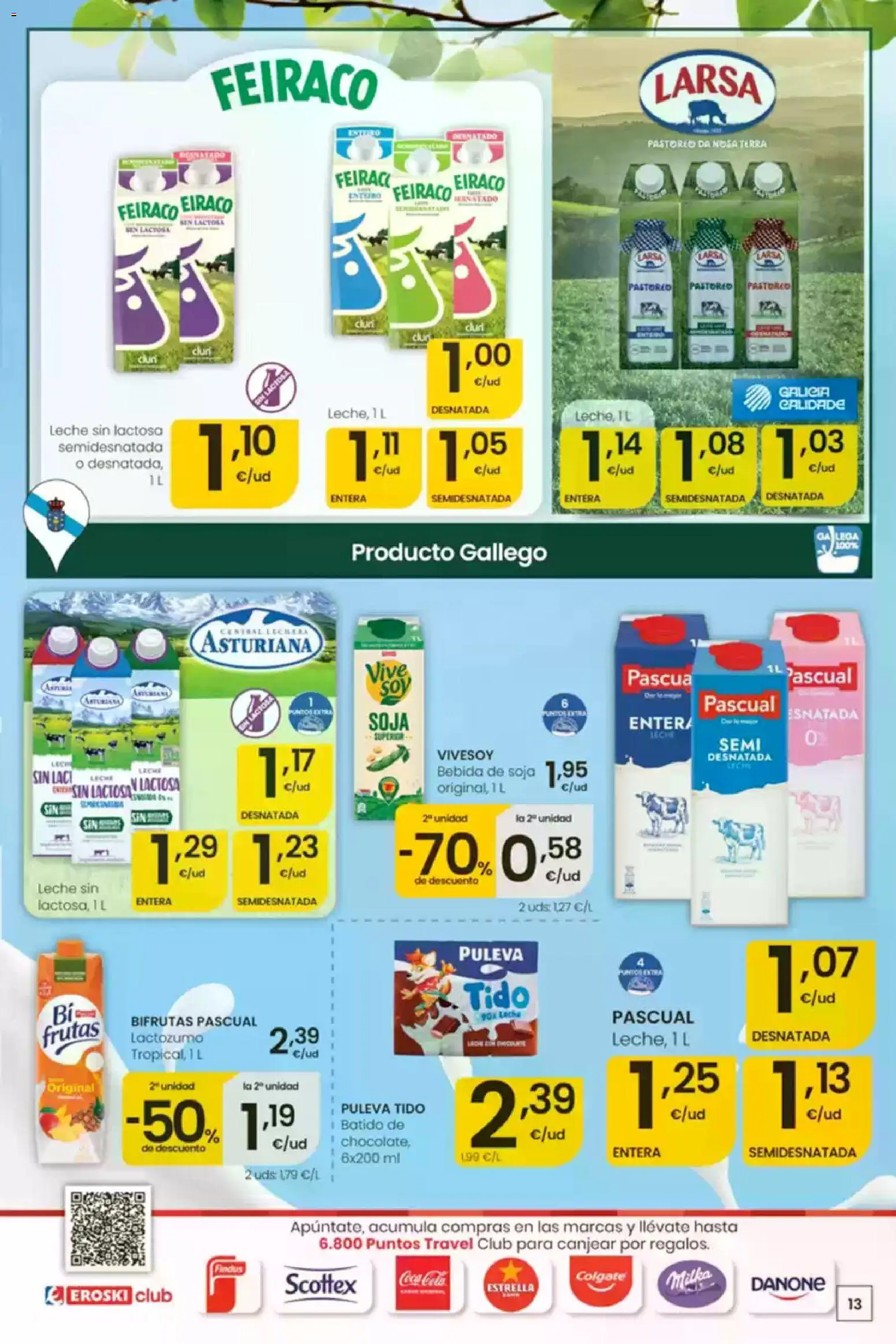Eroski Ofertones de verano │ válido desde el 16/07/2026 | Página: 13 | Productos: Leche sin lactosa, Leche, Bebida de soja