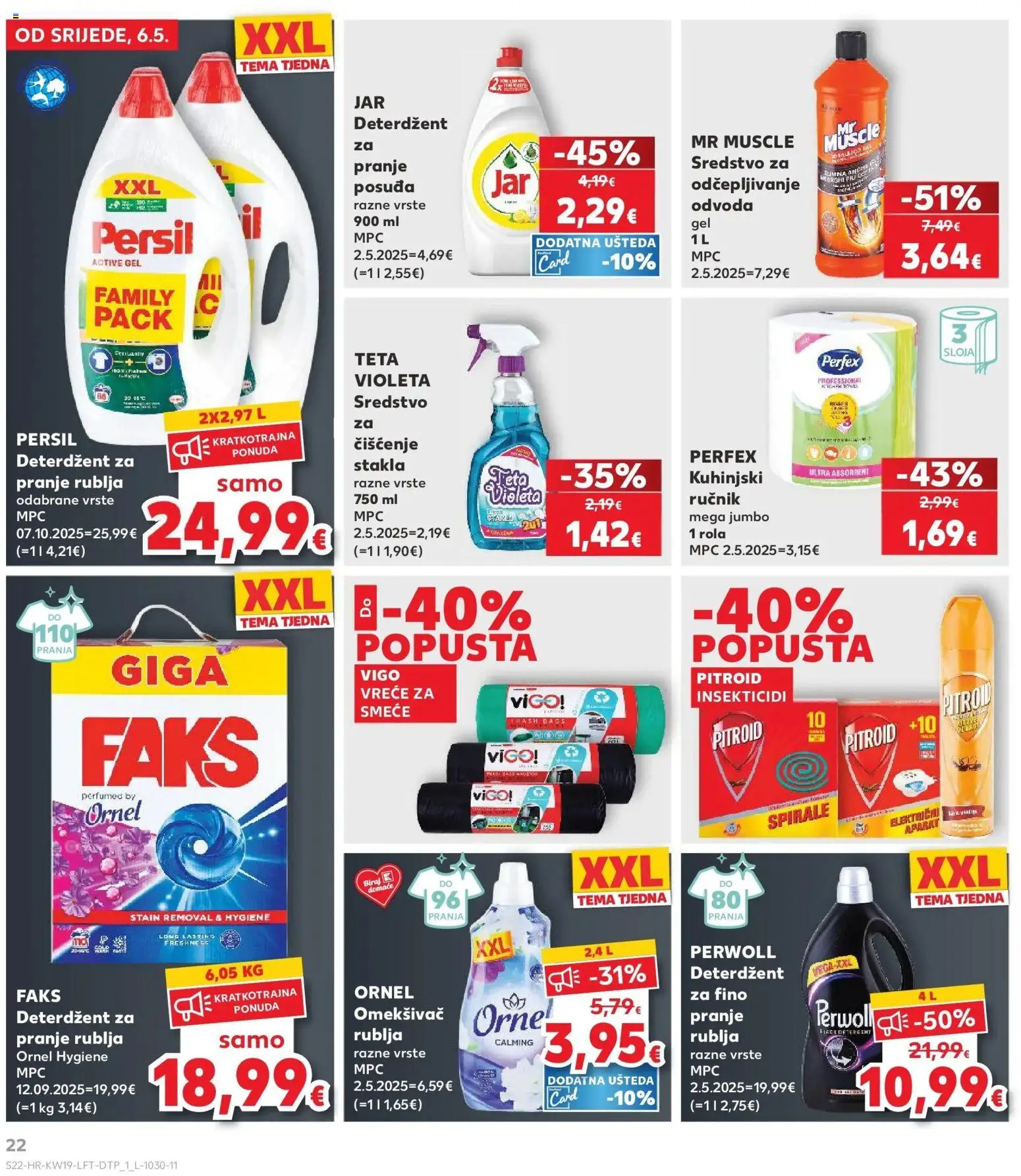 Kaufland katalog | vrijedi od 06.05.2026 | Stranica: 22 | Proizvodi: Deterdžent, Jar, Violeta, Persil