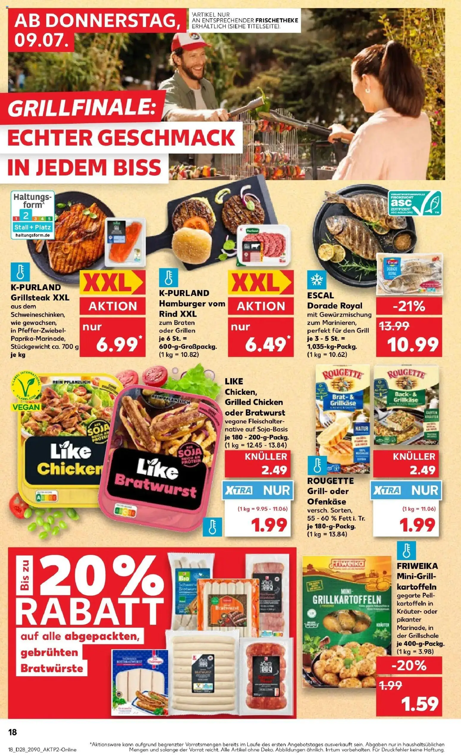 Kaufland Prospekt Zwönitz – gültig ab 09.07.2026 | Seite: 18 | Produkte: Dorade, Grill, Bratwurst, Kartoffeln
